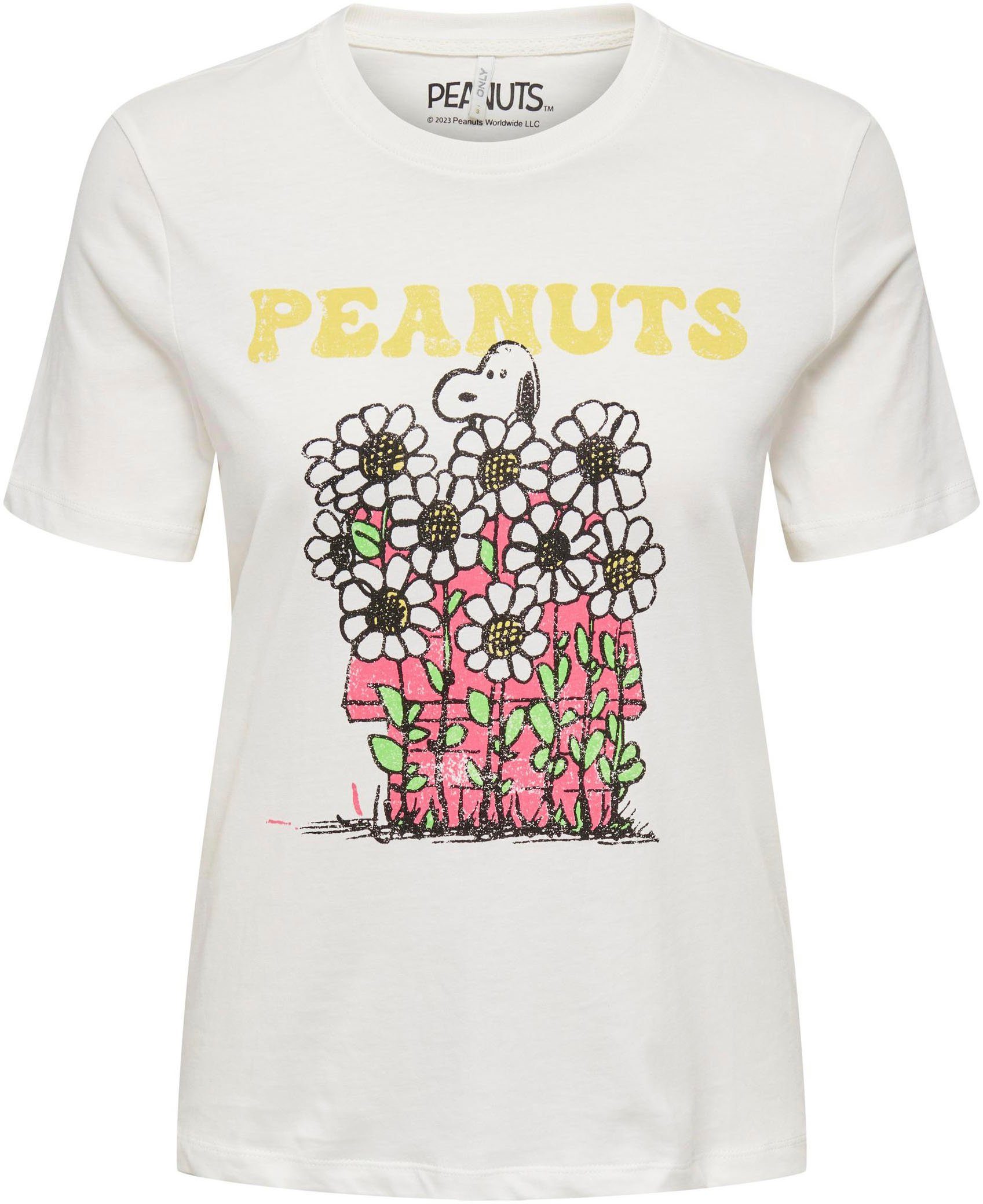 ONLY Kurzarmshirt ONLPEANUTS REG S/S Print:Sunflowers BOX unterschiedliche FLOWER Snoopy JRS Dancer TOP Cloud Prints