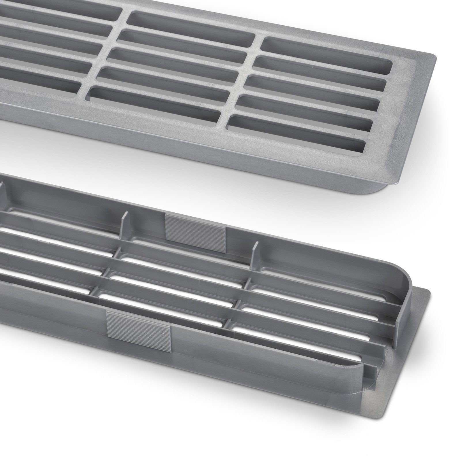 SO-TECH® Вентиляционные решетки 1 Paar Вентиляционные решетки Silber 449 x 80 x 15 mm (2 St), Doppelseitig Schlitzlochung Schlitzgitter Abdeckung