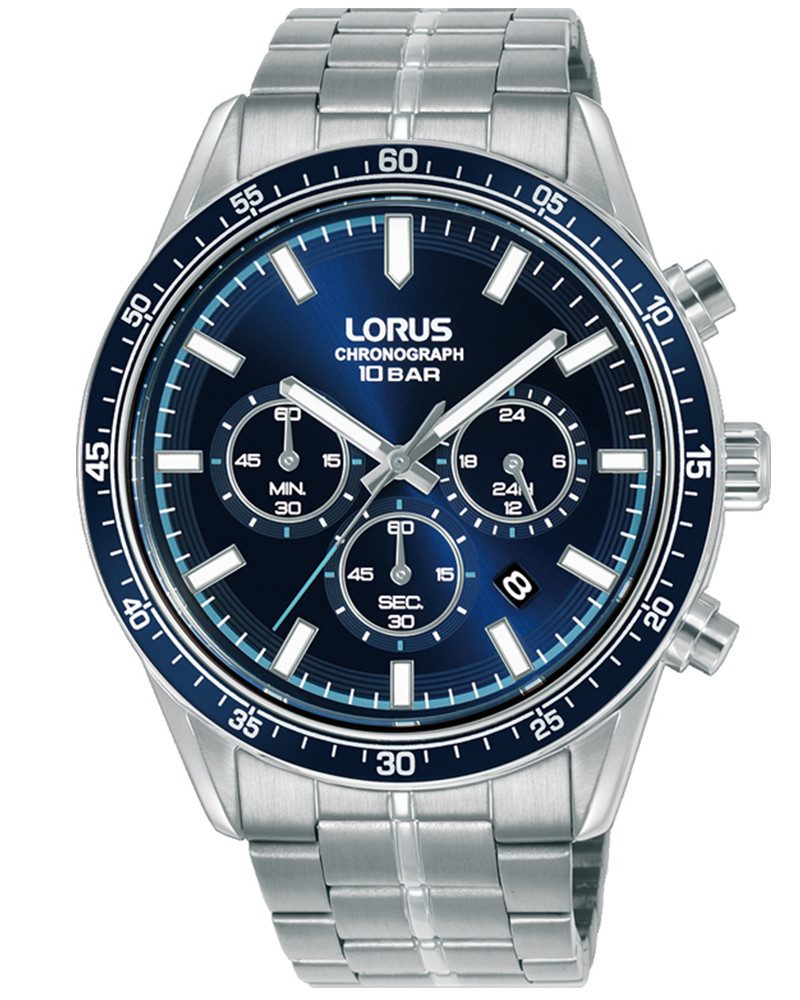 LORUS Chronograph RT347LX9, Quarzuhr, Armbanduhr, Herrenuhr, Edelstahlarmband, analog, Tag