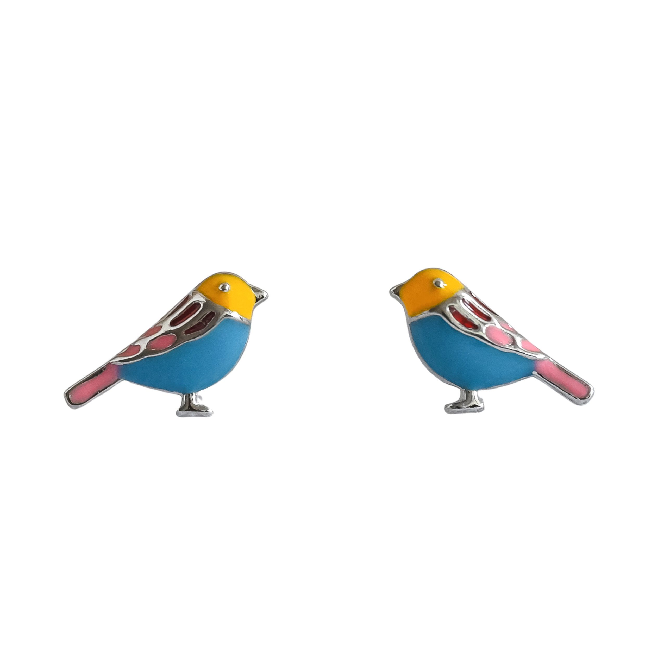 Paar Ohrstecker kleine Vogel Ohrstecker für Mädchen, 925er Silber, 18K Gold