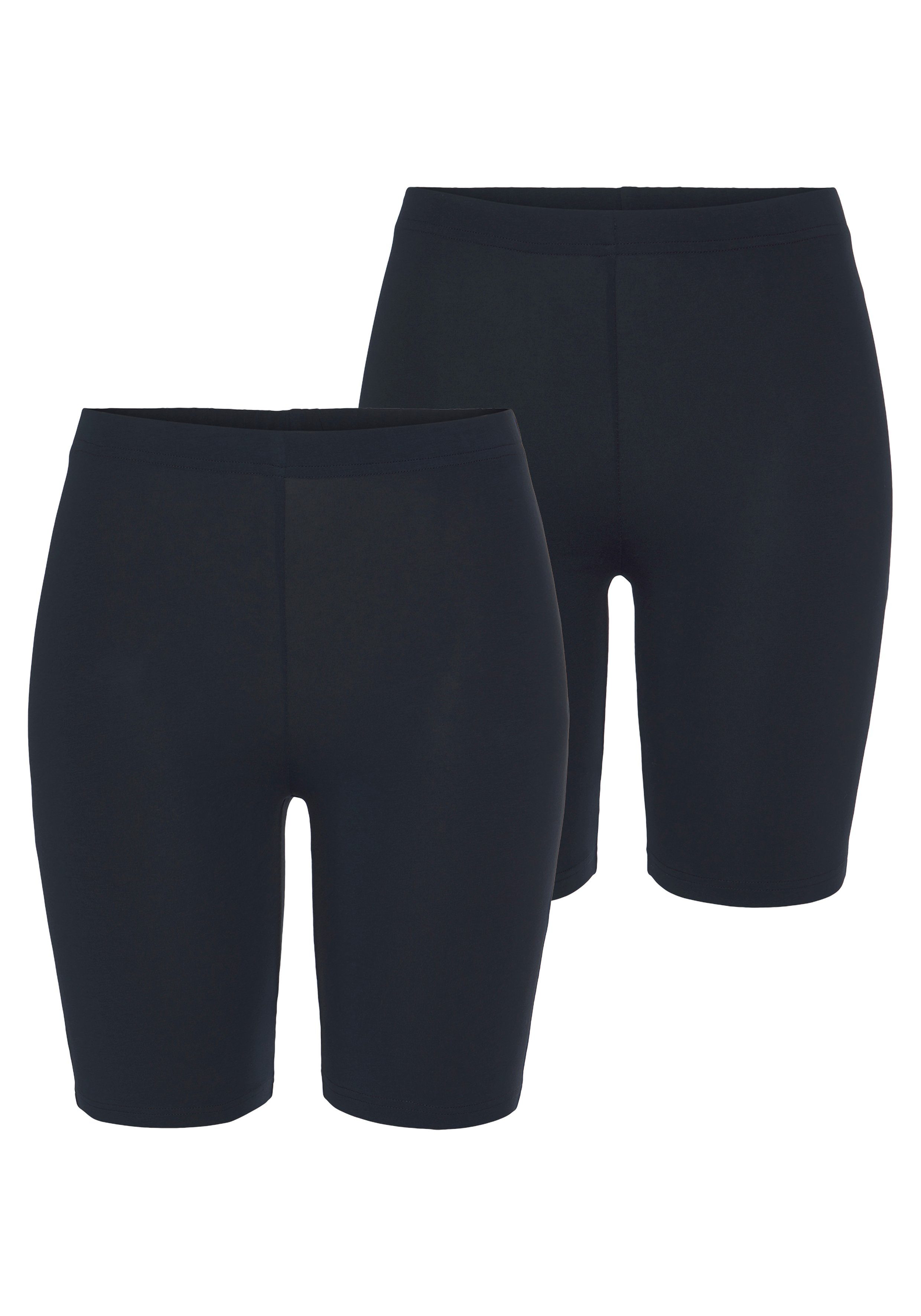 mit active Radlerhose Loungewear marine, vivance Gummibund, (2er-Pack) schwarz