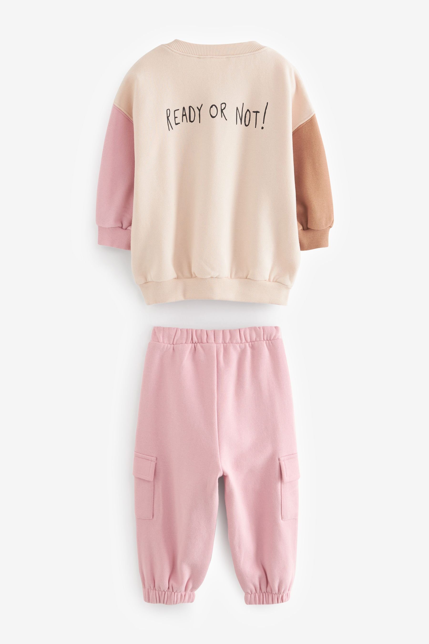 Pink Cargo-Jogginghose Rundhalssweatshirt (2-tlg) und Next Sweatanzug