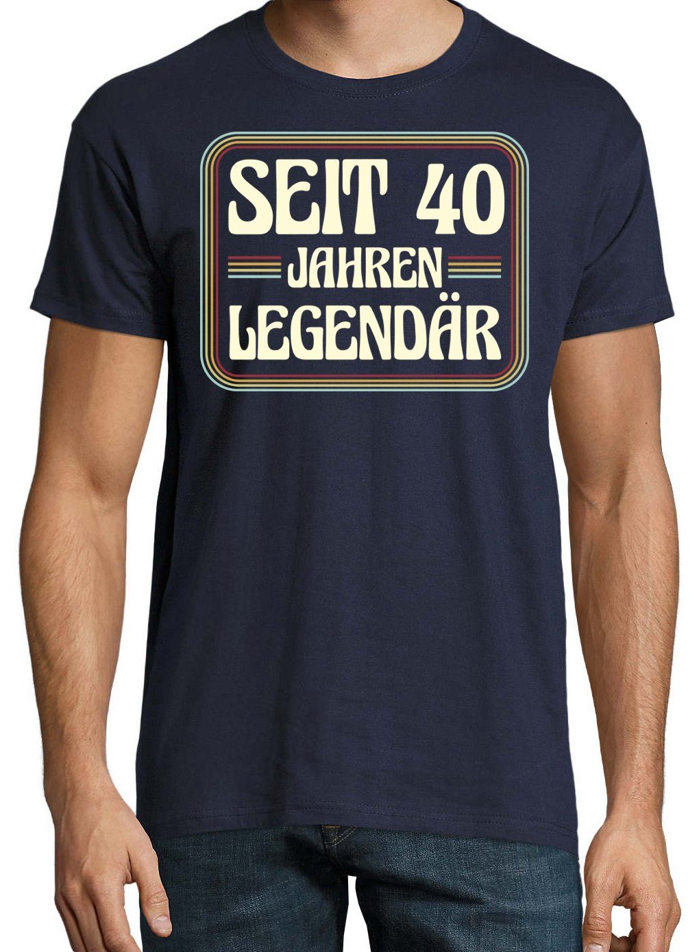 Youth Designz T-Shirt Jahren Legendär Seit 40 Navy Trendigem Frontdruck mit Shirt Herren