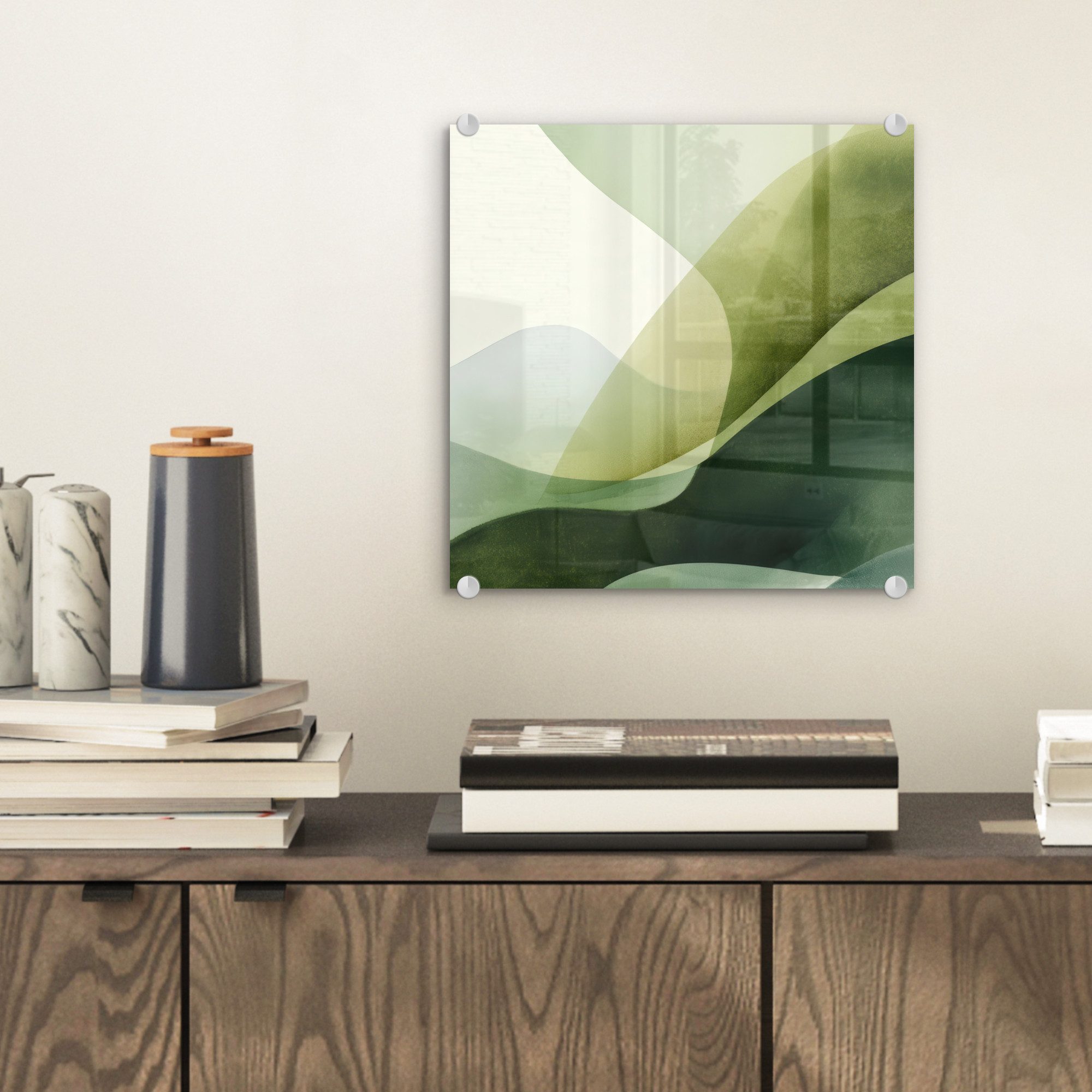 MuchoWow Acrylglasbild Wellen - Abstrakt - Hellgrün - Ornamental, Inkl. Auf günstig online kaufen