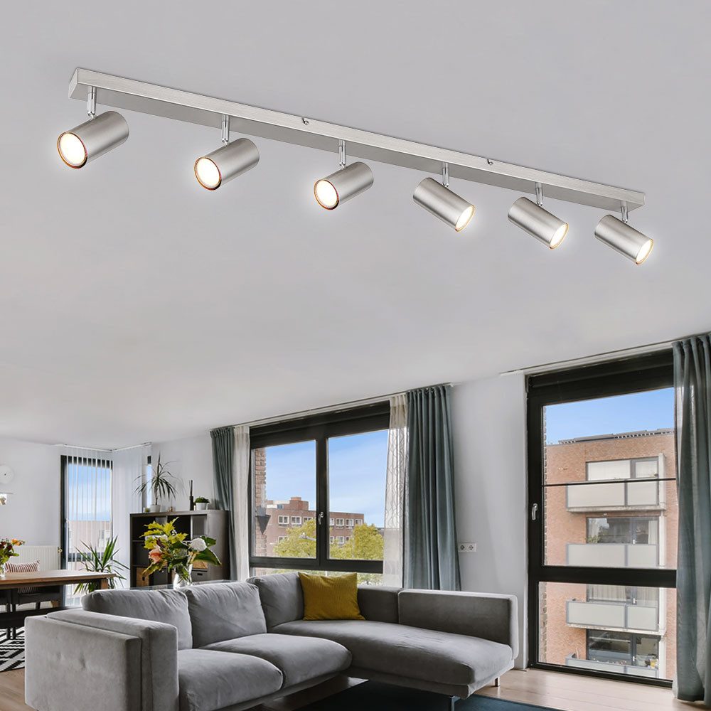 GLOBO LIGHTING Deckenleuchte, Leuchtmittel nicht inklusive, Deckenstrahler silber Spot Deckenleuchte Spotleiste 6, Deckenlampe
