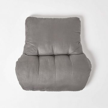 Homescapes Sitzkissen Rückenkissen grau – Rückenstützkissen 68 x 58 cm mit Velours-Bezug