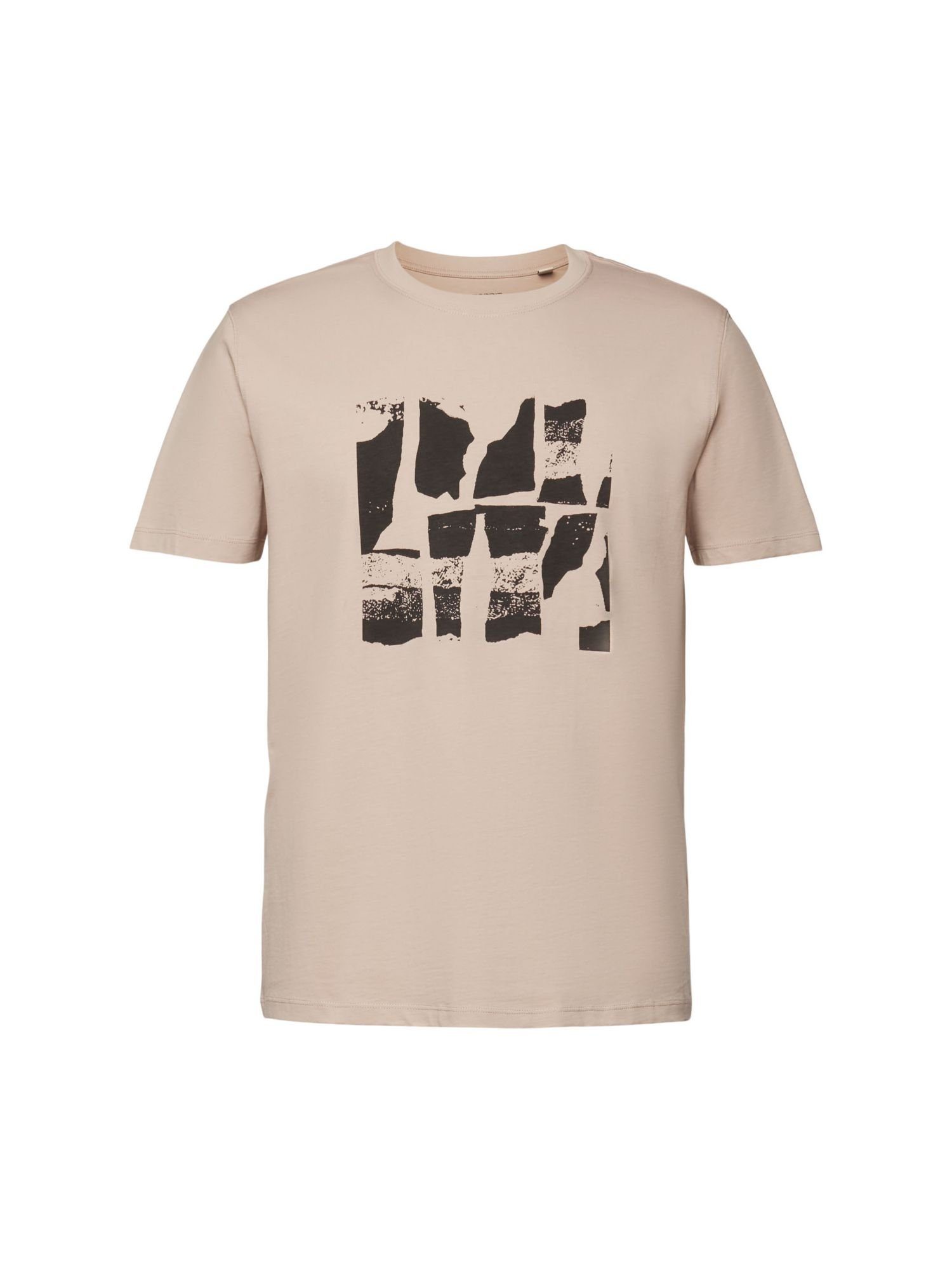 Esprit T-Shirt T-Shirt mit Frontprint, 100% Baumwolle (1-tlg) DUSTY BEIGE
