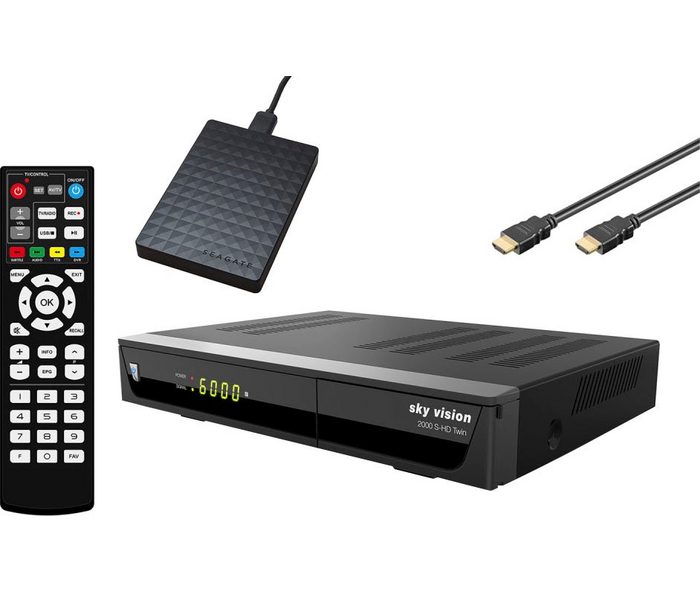 Sky Vision 2000 S-HD Twin + ext. USB HDD 1TB SAT-Receiver (LAN (Ethernet)