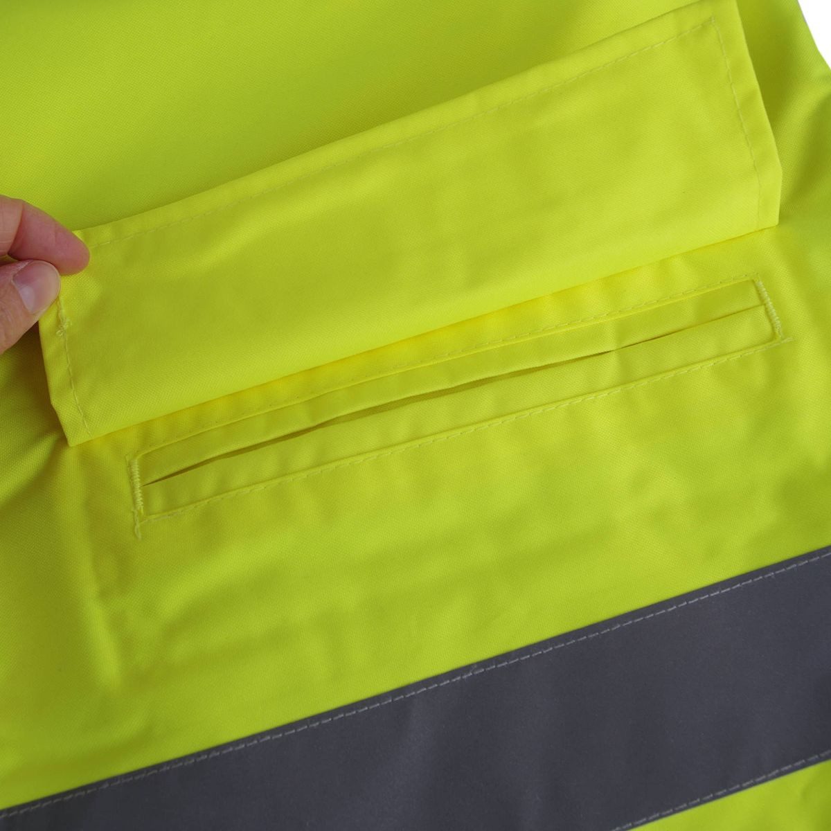 Haushalt International Warnweste Jacke in Signalgelb Warnjacke mit Reißverschluss und Kapuze Größe L (1-tlg) elastische Bünde