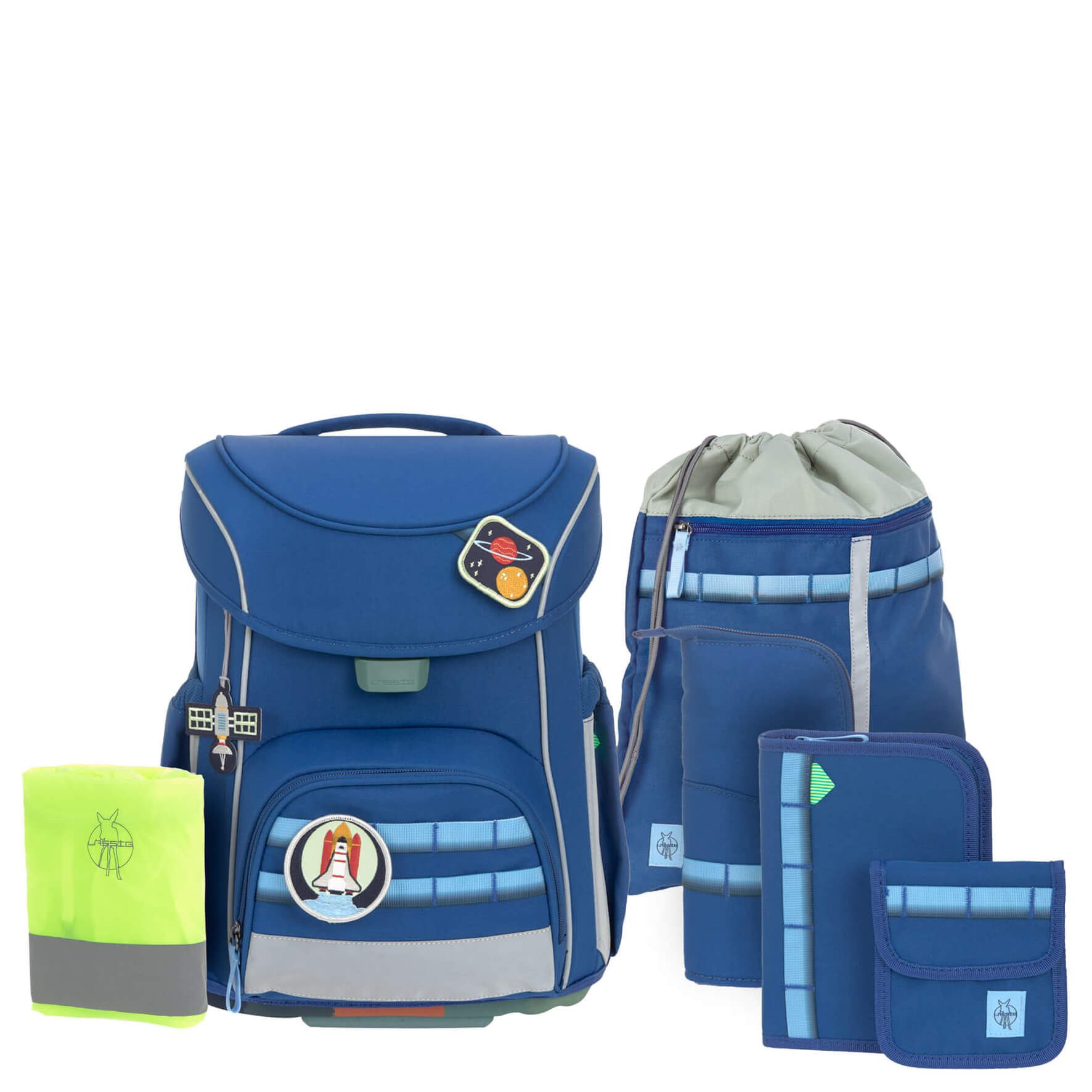 LÄSSIG Schulranzen School Set Slim Unique - Schulranzen Set 7tlg. (Dark Blue)