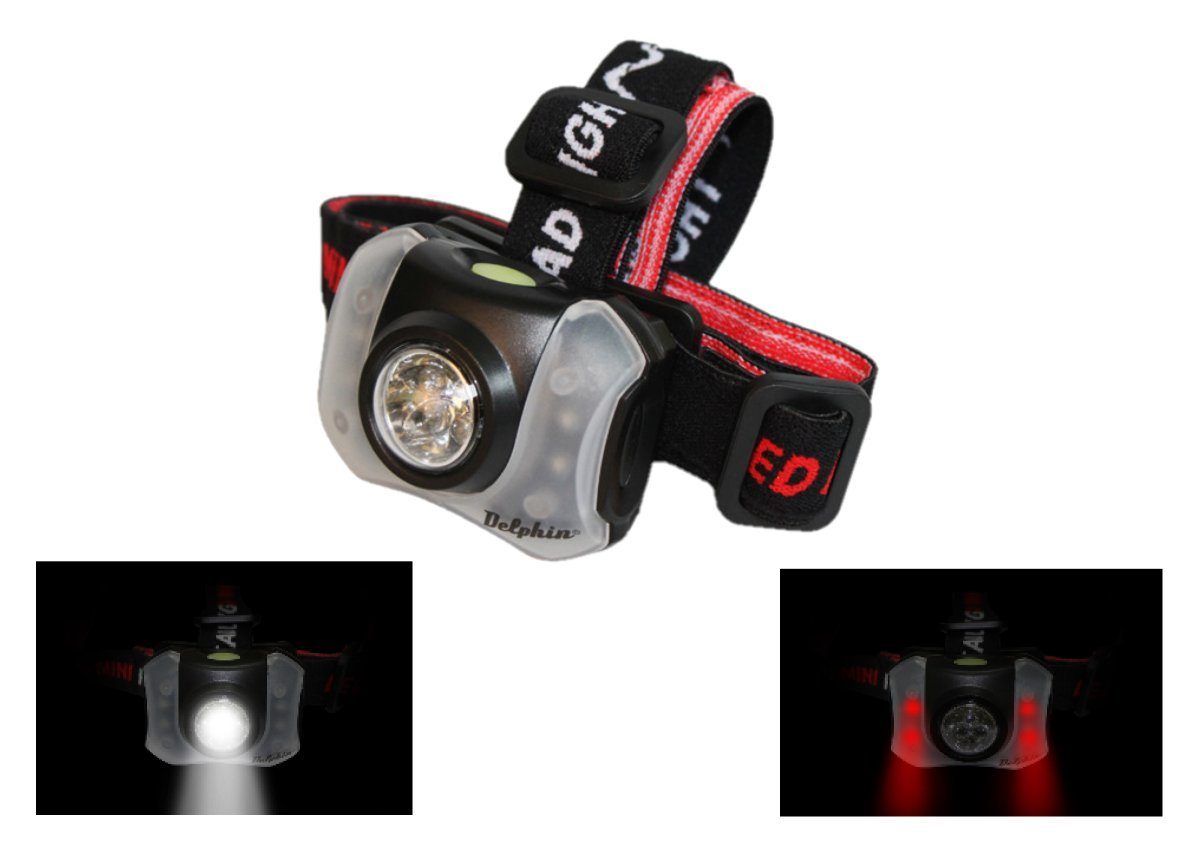 LED Stirnlampe POLAR_X LED Stirnlampe Kopflampe 5 Weiß 4 Rot LEDs Headlamp Headlight