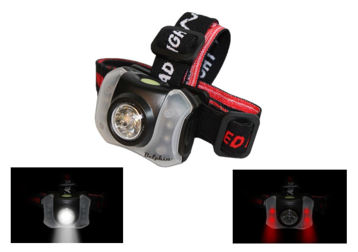 Delphin.sk LED Stirnlampe POLAR_X LED Stirnlampe Kopflampe 5 Weiß 4 Rot LEDs Headlamp Headlight, Die POLAR_X ist mit 5 weißen und 4 roten LEDs ausgestattet