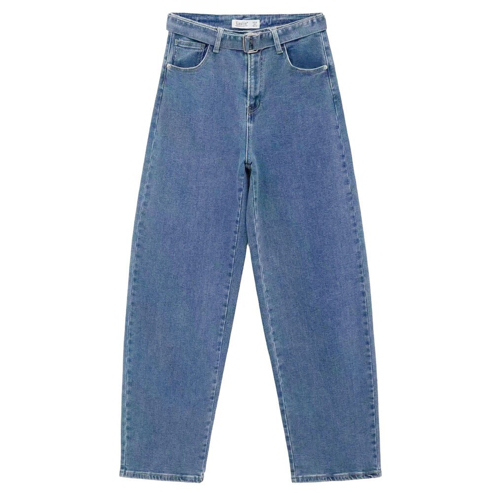 Ital-Design Slouchy Jeans Damen Freizeit (91279842) Used-Look Stretch High Waist Jeans in Blau