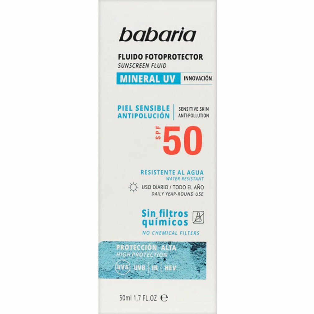 babaria Sonnenschutzcreme Babaria Sun Mineral Fotoprotector Facial Fluid Spf50