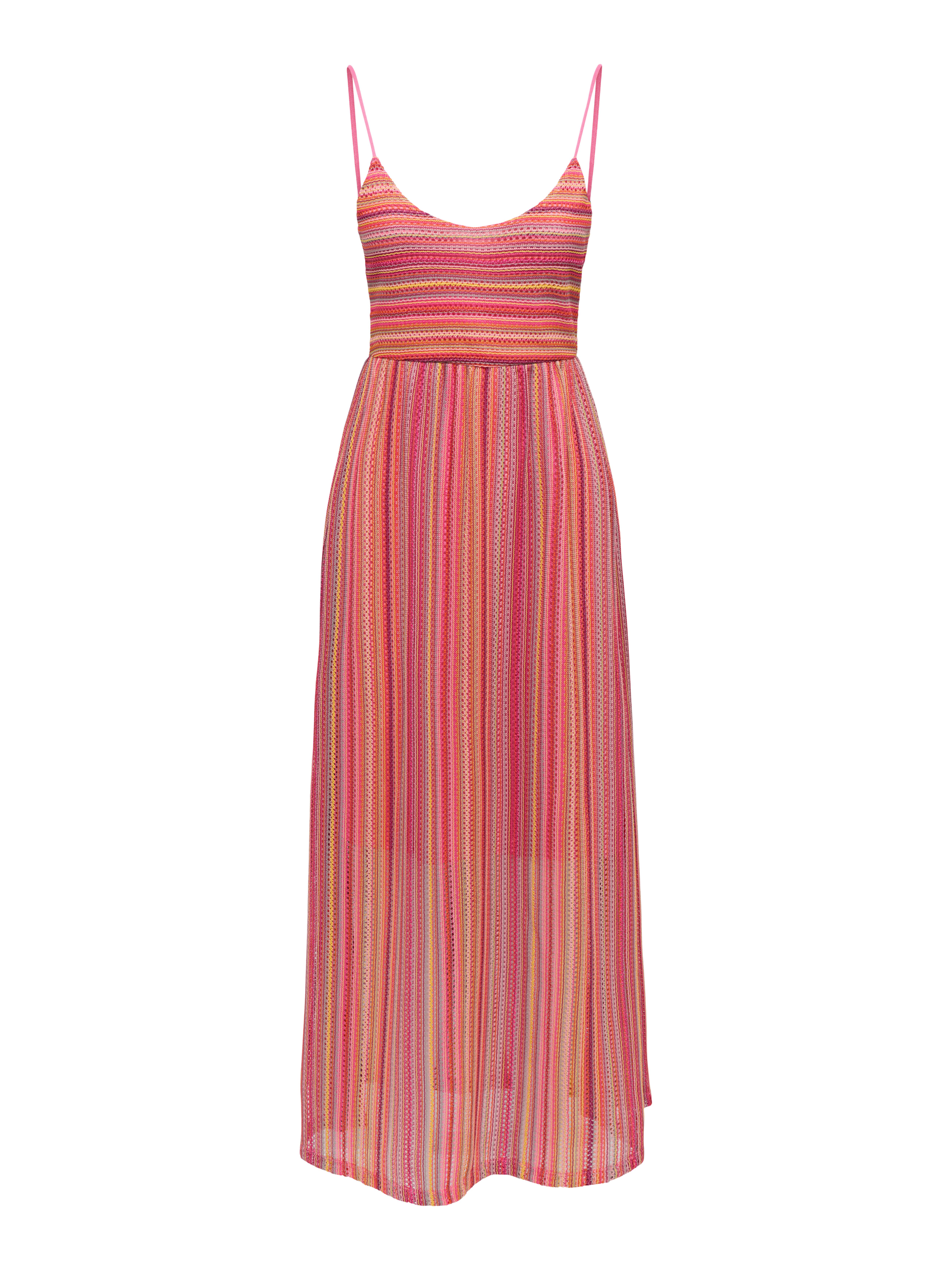 ONLY Spaghettikleid ONLSANDY LONG DRESS JRS Materialmix, regular fit, V-Ausschnitt