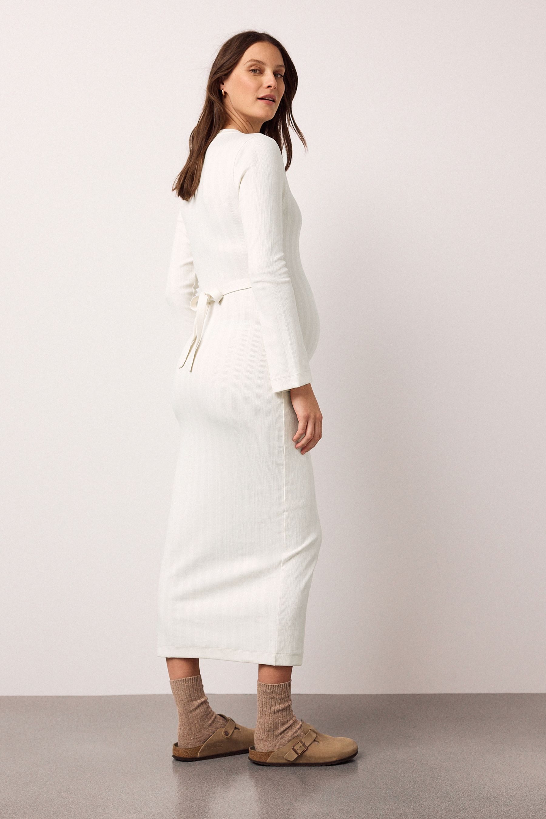Next Umstandskleid Geripptes Kleid mit Bindedetail, Umstandsmode (1-tlg)