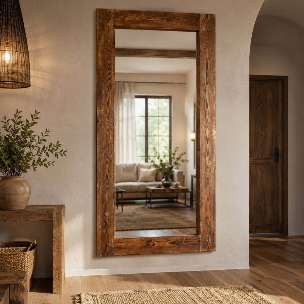Wandspiegel Massivholz-Spiegel HARMONY 180x90cm Pinie geflammt Wandspiegel