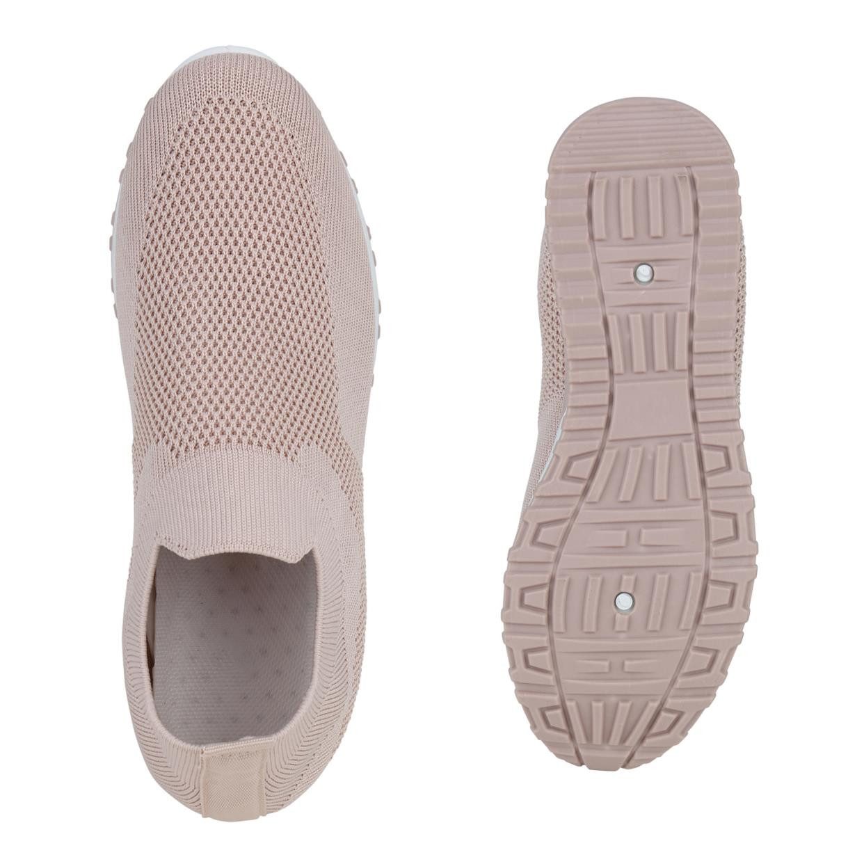 VAN HILL 841645 Laufschuh Damen Slip Ons Sportschuhe Sportliche Strick Profil-Sohle