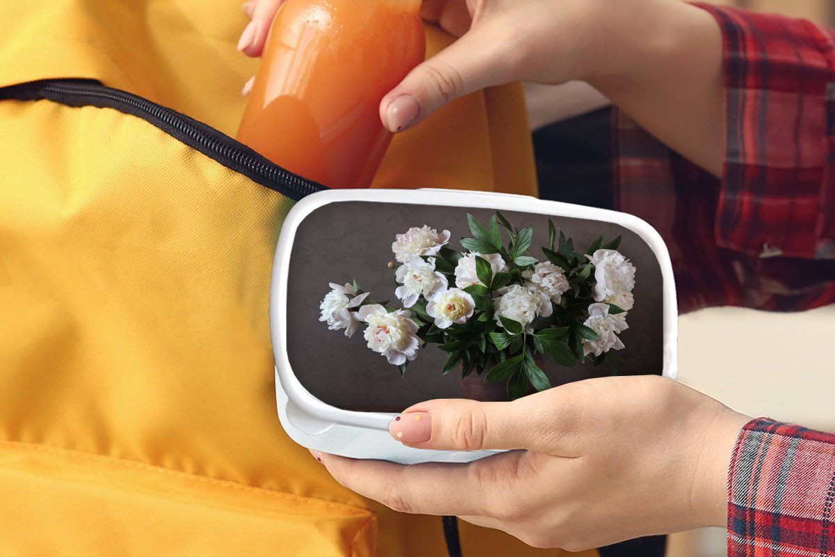 für Jungs Lunchbox - Blumen für Stilleben, MuchoWow Brotbox Erwachsene, Brotdose, und (2-tlg), Kunststoff, Kinder Mädchen und weiß