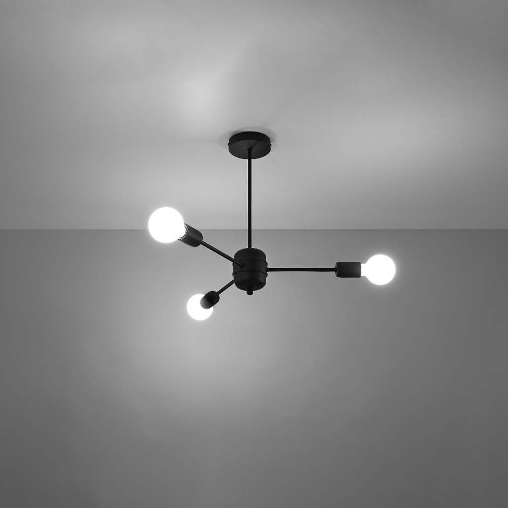 etc-shop Deckenstrahler, Leuchtmittel nicht Stahl D inklusive, Esszimmerlampe 61 cm Deckenleuchte Schwarz Wohnzimmerleuchte 3
