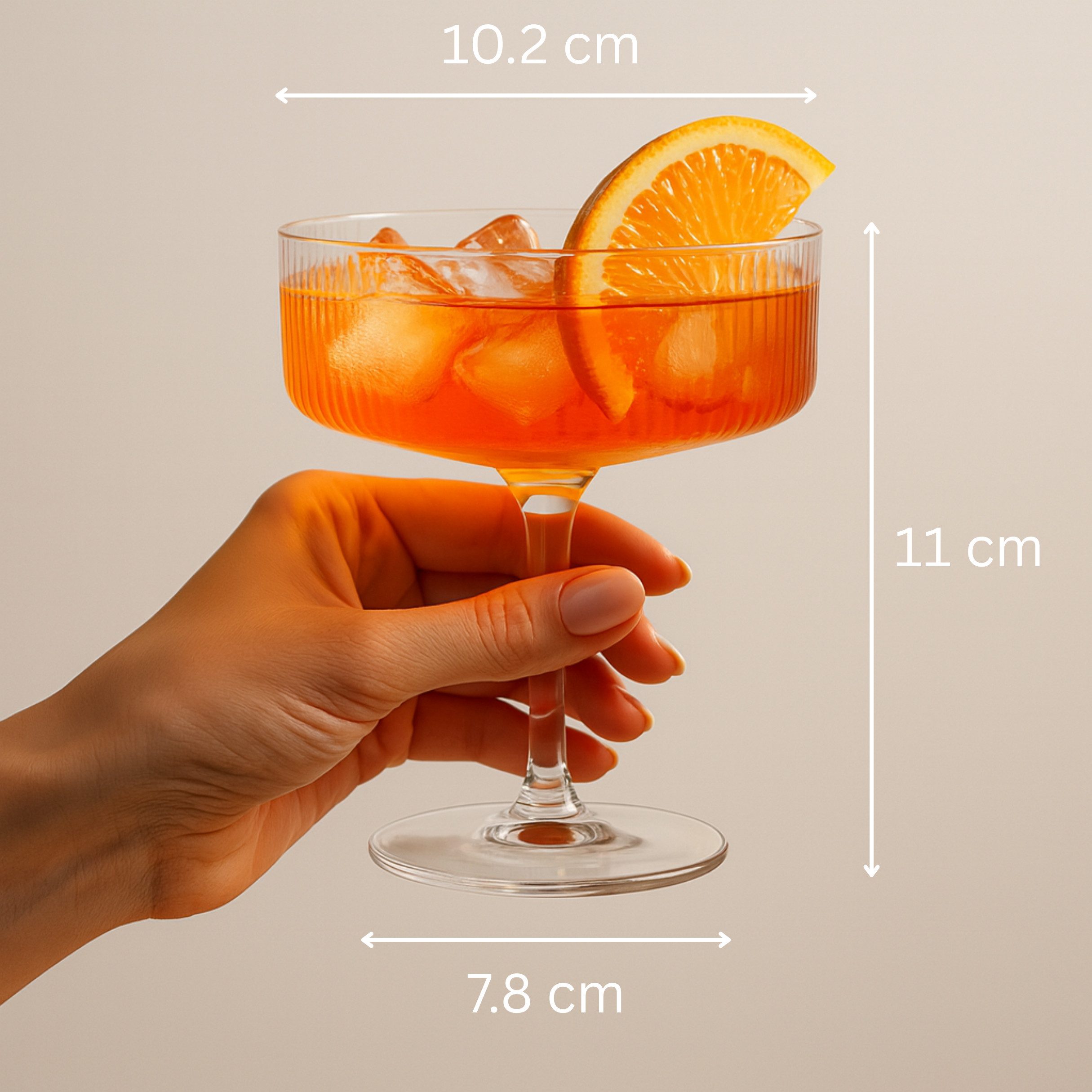 DAL CERO Martiniglas Cocktailglas 200 ml –Elegantes geripptes Glas für Cocktails & Desserts, 1-tlg.