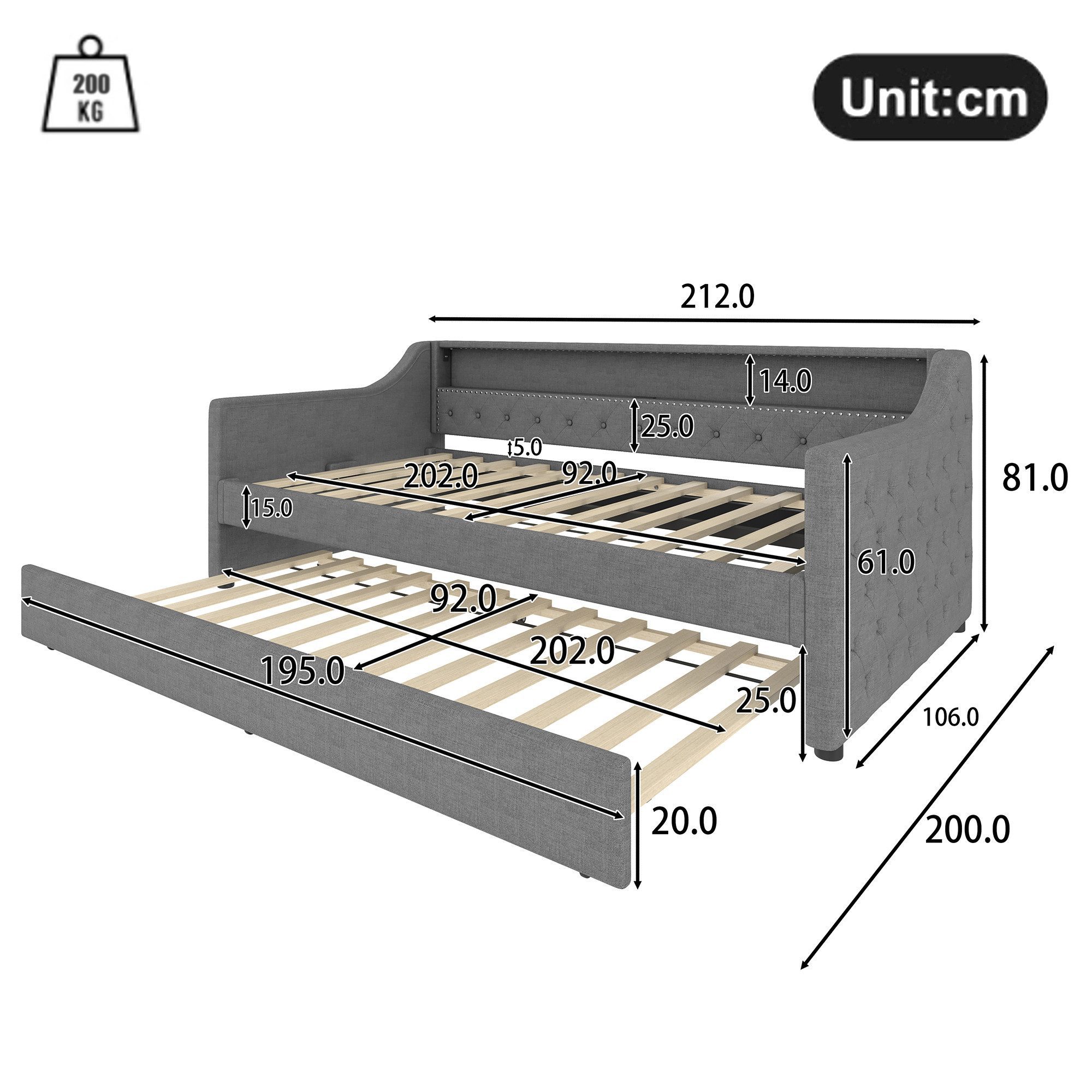 Ulife Schlafsofa Leinen Tagesbett mit Led-Beleuchtung günstig online kaufen