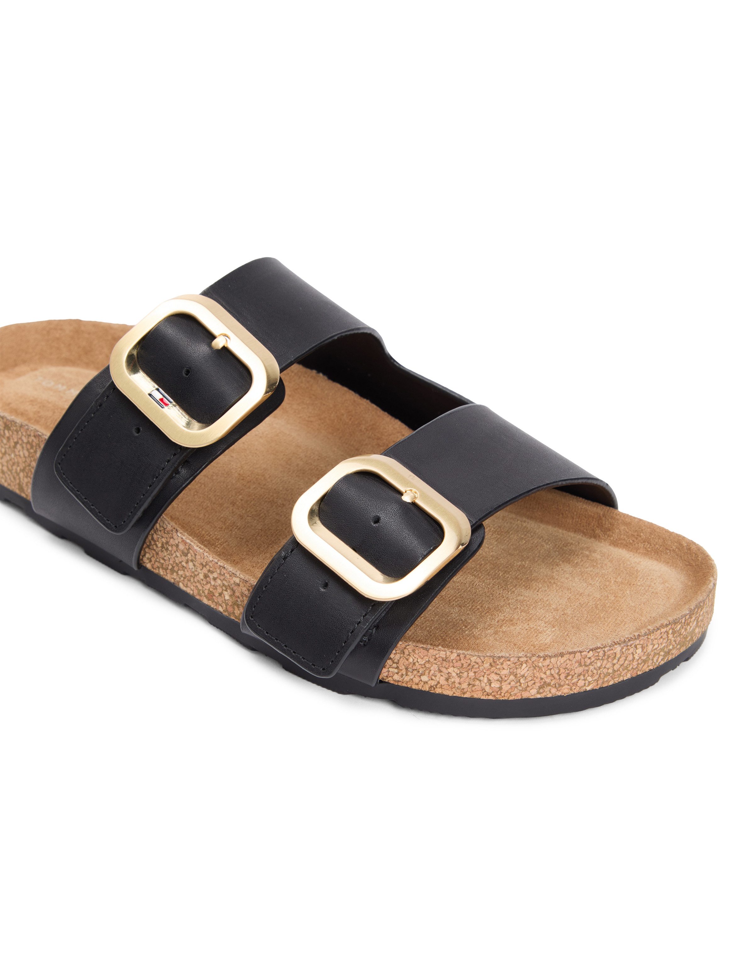 Tommy Hilfiger TH CLASSIC CORK SANDAL LEATHER Pantolette Sommerschuh, Schlupfschuh, Flat mit Logoemblem