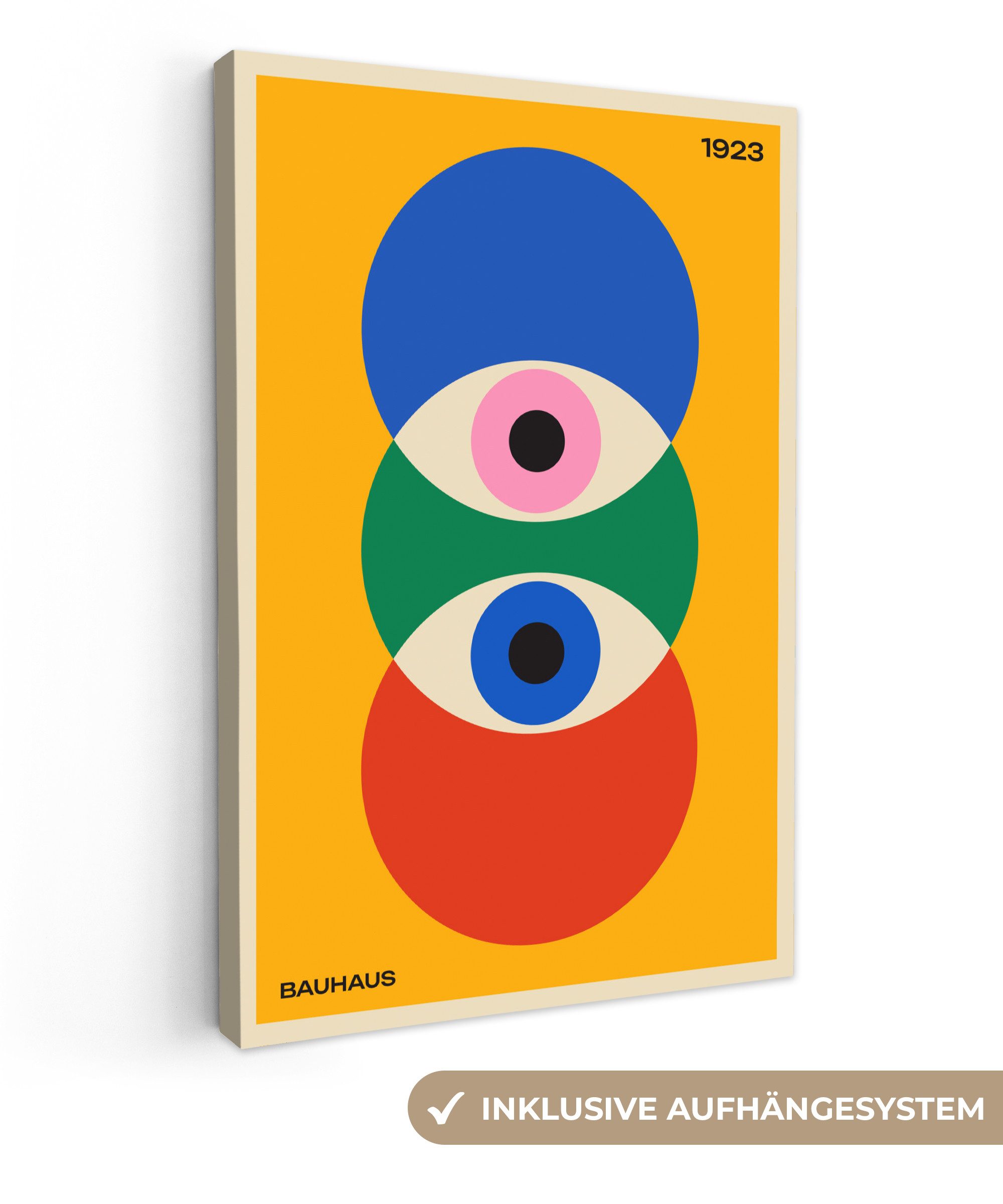 OneMillionCanvasses® Leinwandbild Bauhaus - Abstrakt - Vintage - Kunst - Kunst, Bunt - Kunst (1 St), Leinwand Wandbild, Wanddekoration 20x30 cm