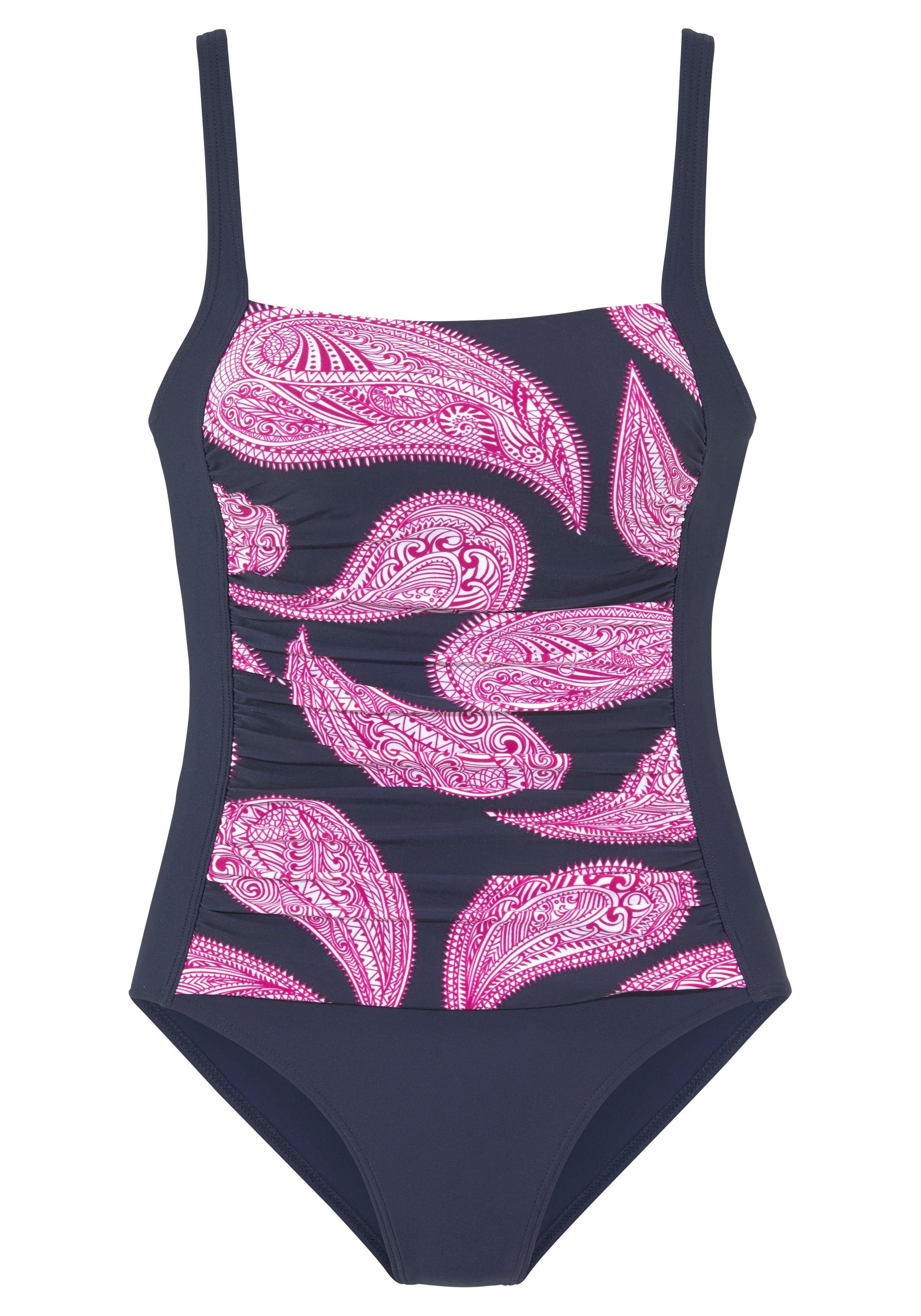 LASCANA Badeanzug im modischen Shaping-Effekt marine-bedruckt Floralprint mit