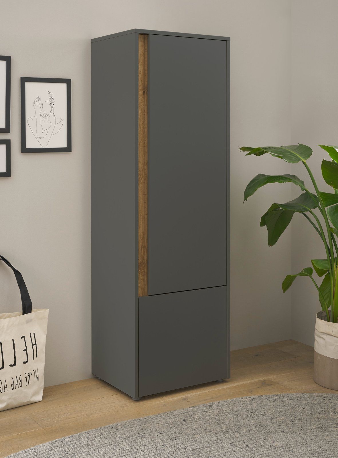 Furn.Design Aktenschrank Center (Büroschrank in grau mit Wotan Eiche, 2-tür günstig online kaufen