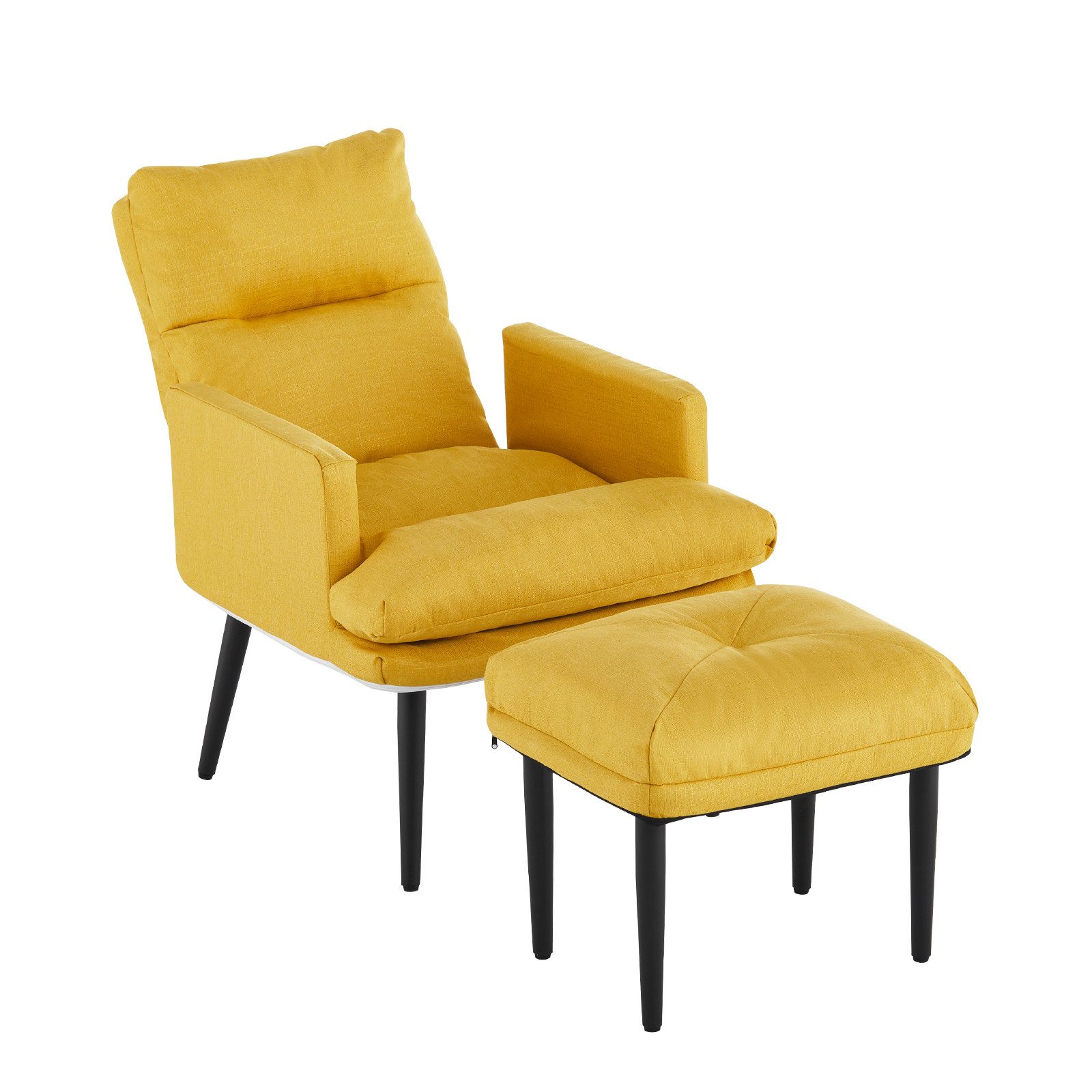 CLIPOP Relaxsessel Leinen Relaxsessel mit Ottoman (Relaxsessel mit Hocker), Verstellbare Rückenlehne Loungesessel für Wohnzimmer