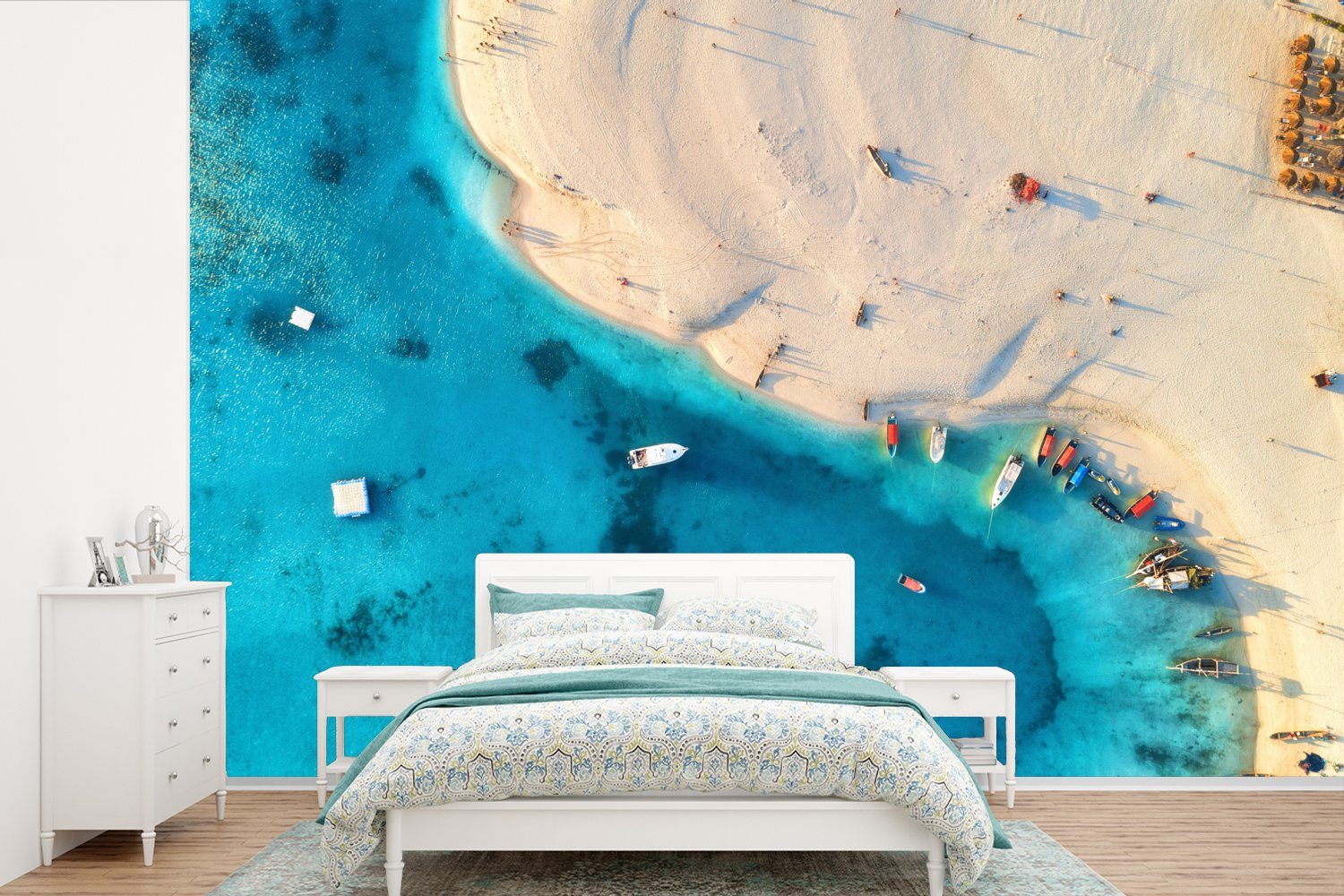 (6 Tapete Kinderzimmer, Schlafzimmer, Meer, Vinyl Wallpaper Strand bedruckt, - MuchoWow - St), Matt, Fototapete Wohnzimmer, für Boot