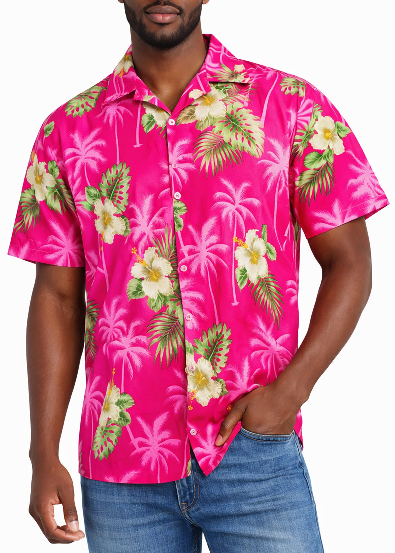 King Kameha Hawaiihemd "Small Flower" Funky Hawaii-Hemd Herren Kurzarm Fronttasche Sommerhemd