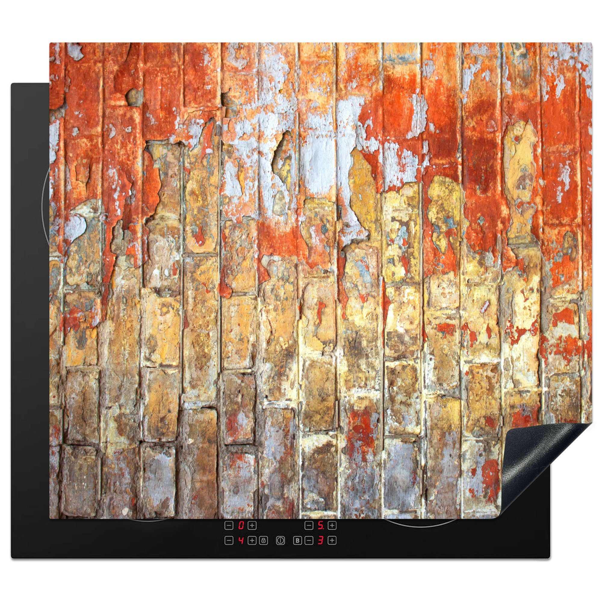 MuchoWow Herdblende-/Abdeckplatte Wand - Farbe - Backstein, Vinyl, (1 tlg), 57x51 cm, Induktionsschutz, Induktionskochfeld, Ceranfeldabdeckung