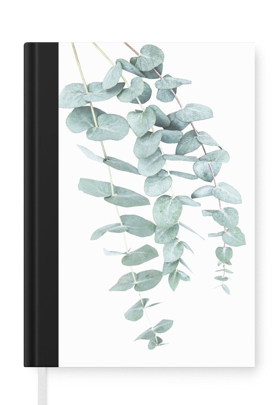 MuchoWow Notizbuch Pflanzen - Grün - Natur - Weiß - Blätter, Journal, Merkzettel, Tagebuch, Notizheft, A5, 98 Seiten, Haushaltsbuch