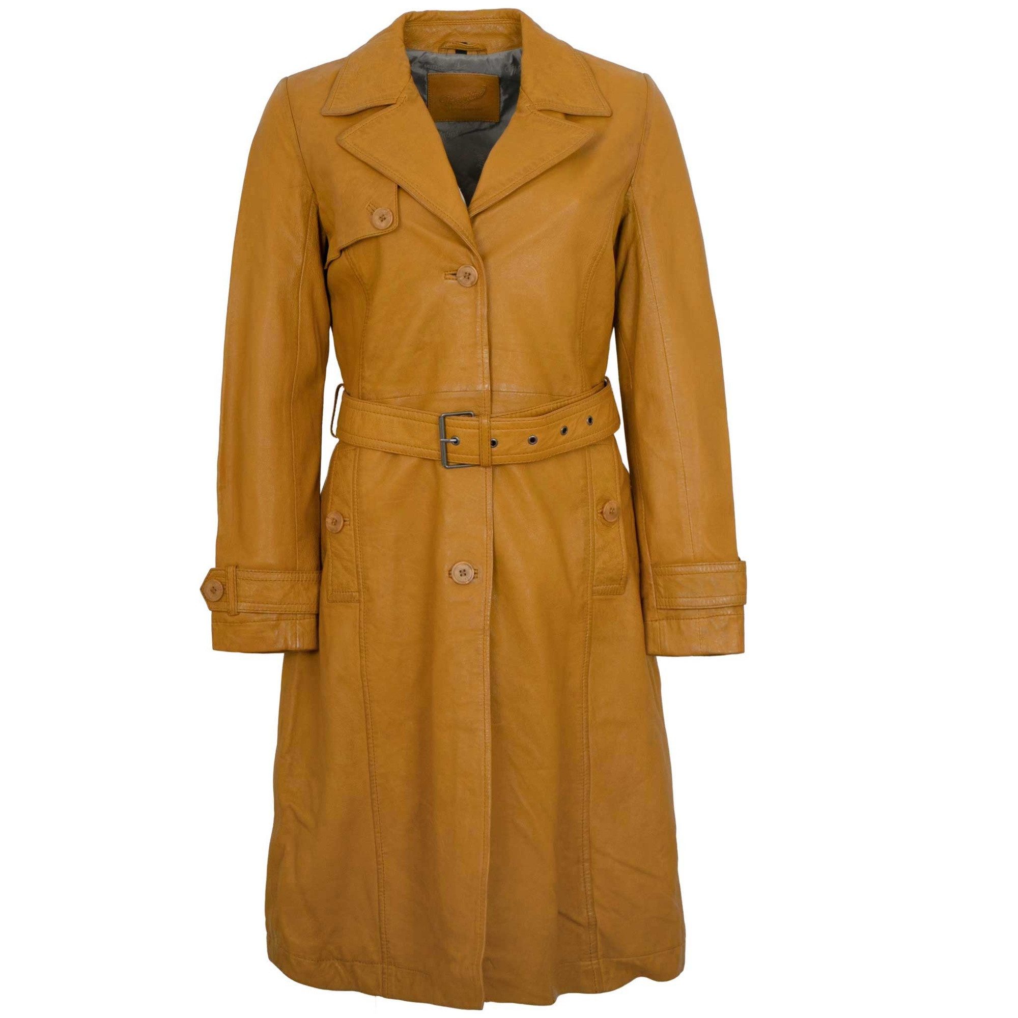 Mauritius Lederjacke MWLiya Mauritius - Damen Trenchcoat Ledermantel Lammnappa dark yellow