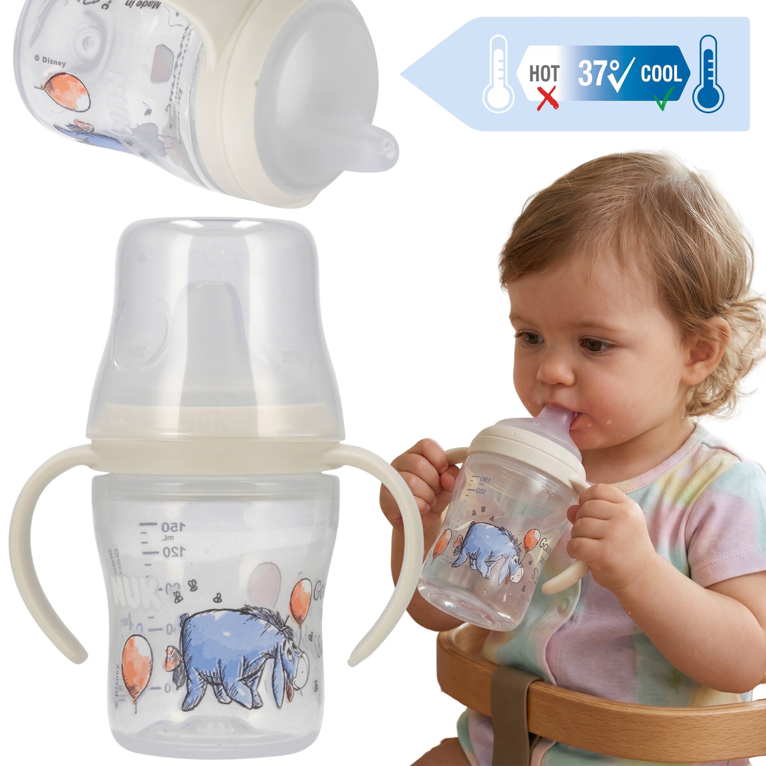 Sarcia.eu Trinklernbecher NUK Winnie Puuh Eeyore Trinklernflasche 150ml ab 6M