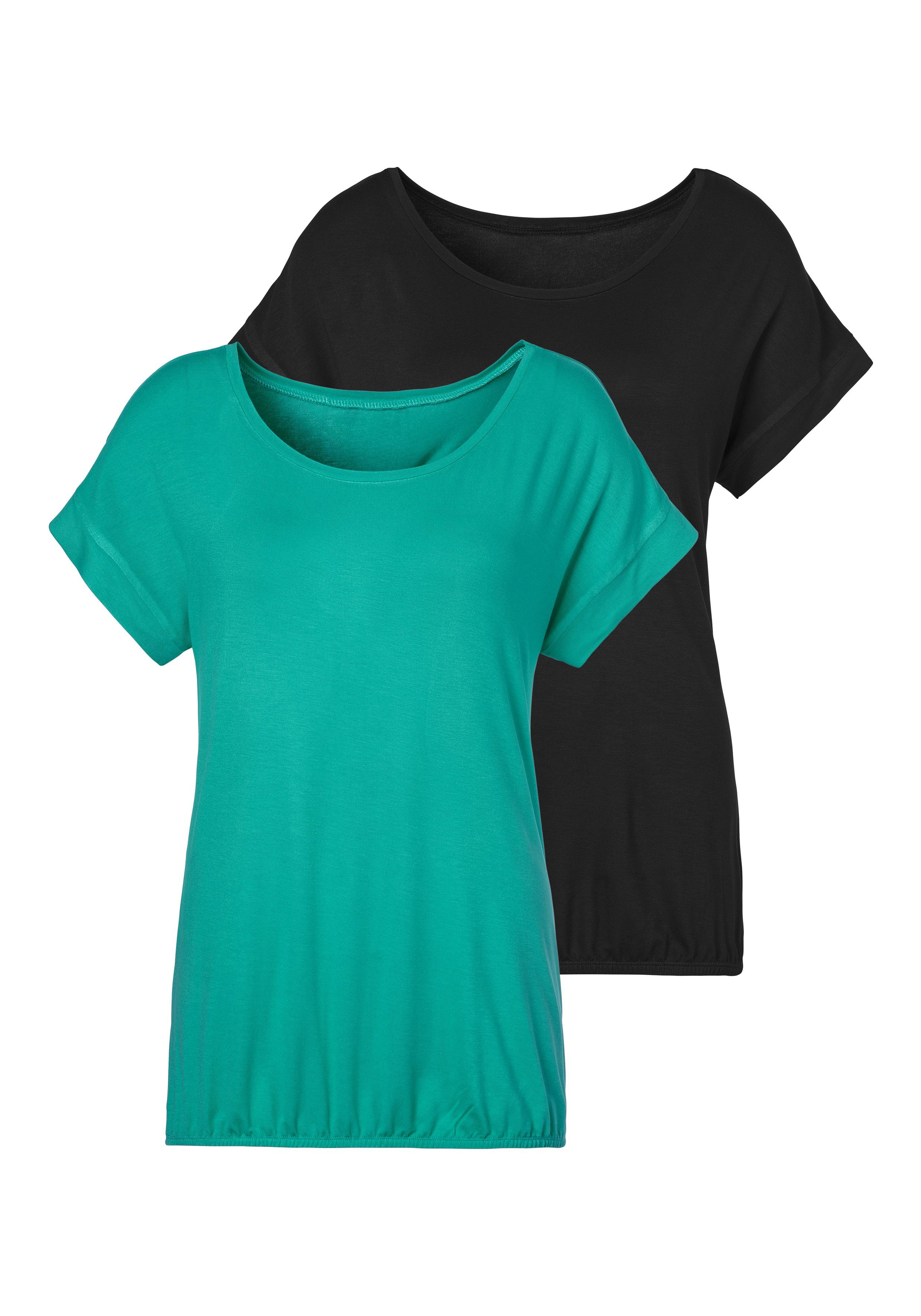 Kurzarmshirt mit Gummizug im Bund