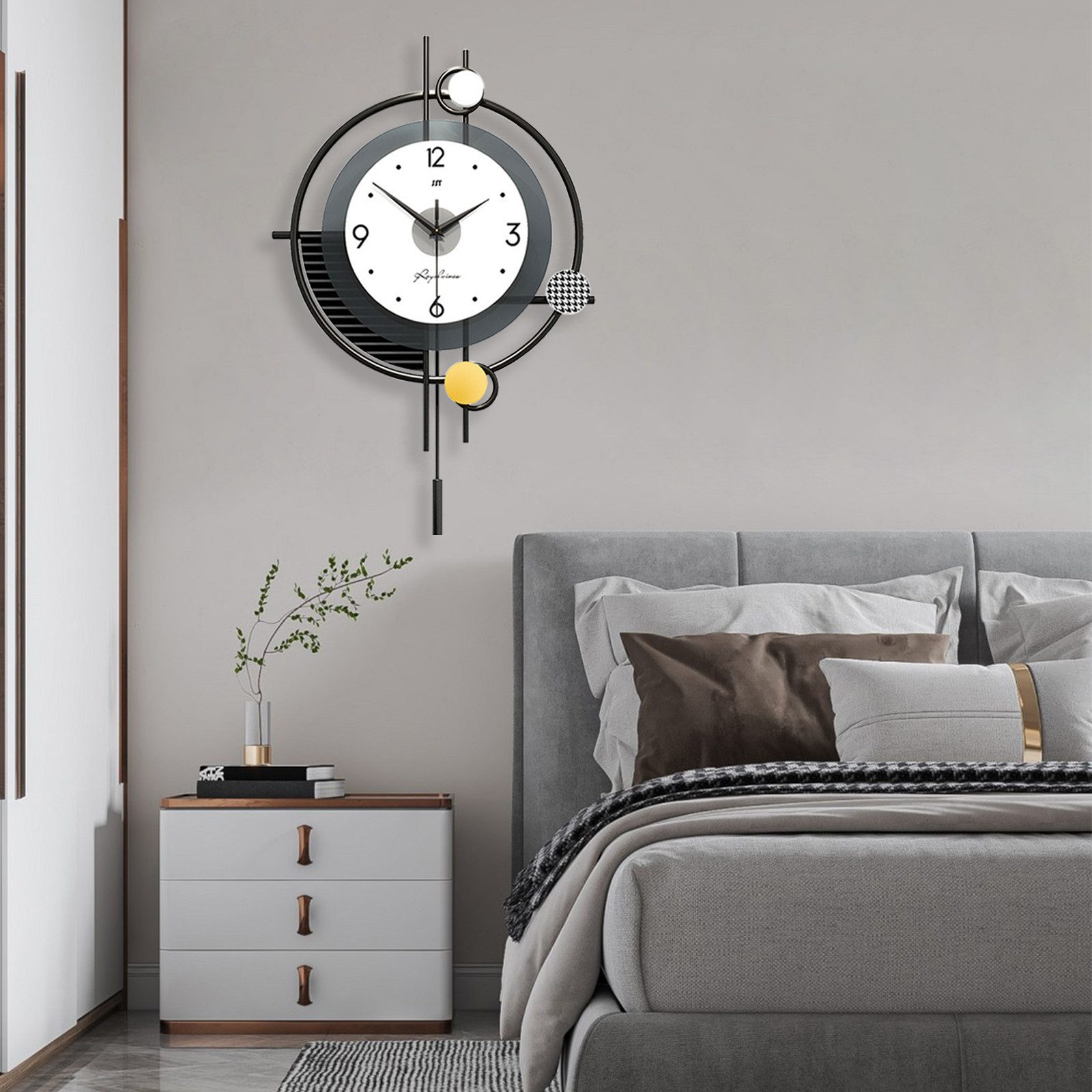 PEALOV Wanduhr Moderne Lautlos Dekorative Stil Wanduhr, 38 x 58 cm (3 Schicht Zifferblatt für Wohnzimmer Schlafzimmer Büro Küche)