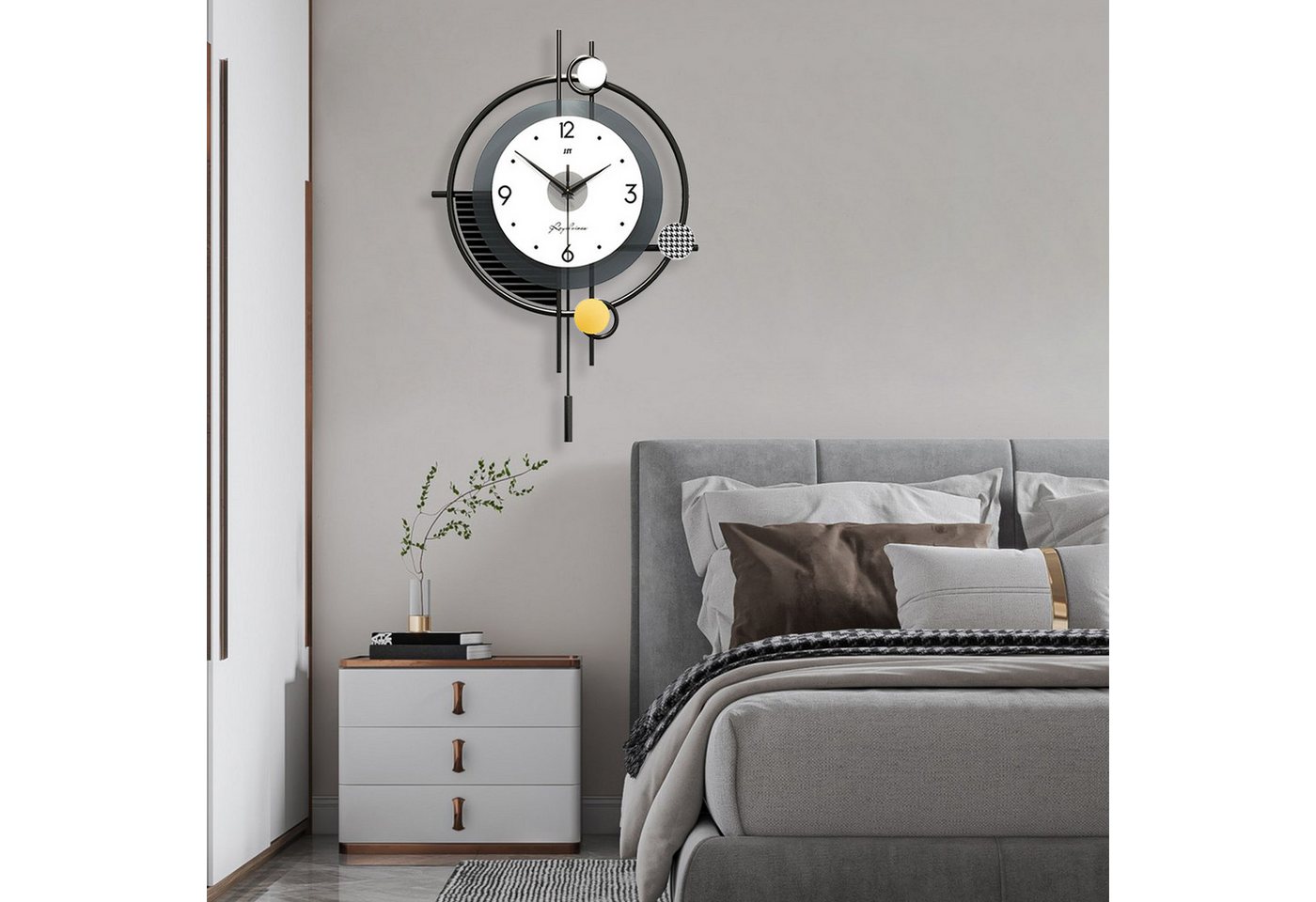 PEALOV Wanduhr Moderne Lautlos Dekorative Stil Wanduhr, 38 x 58 cm (3 Schicht Zifferblatt für Wohnzimmer Schlafzimmer Büro Küche)