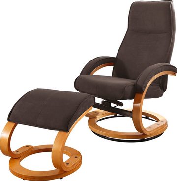 Home affaire Relaxsessel Paris TV-Sessel, Liegesessel, manuell verstellbar, (Set, 2-St., bestehend aus Sessel und Hocker), Microfase, NaturLEDER, Webstoff, Sitzhöhe 46 cm