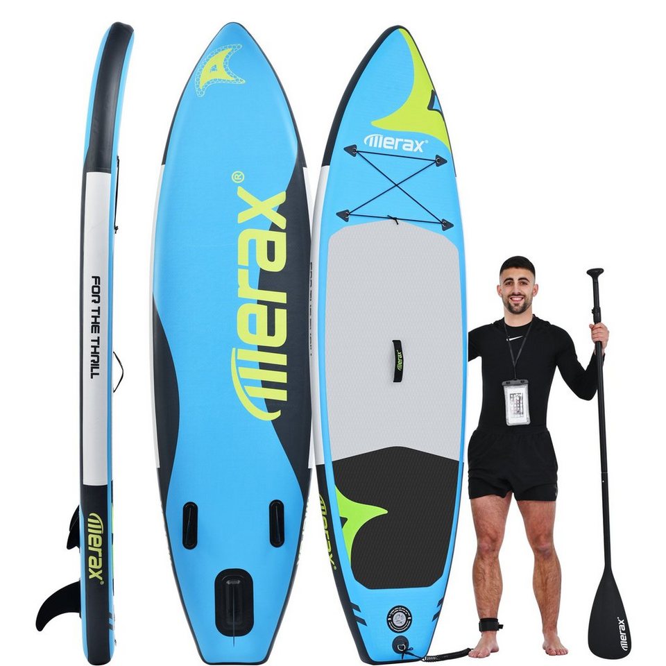 Merax SUP-Board Set aufblasbar Stand Up Paddle Board, Surfbrett  Klomplettset, Surfboard inflatable, Pumpe, ISUP-Reiserucksack, Schultergurt