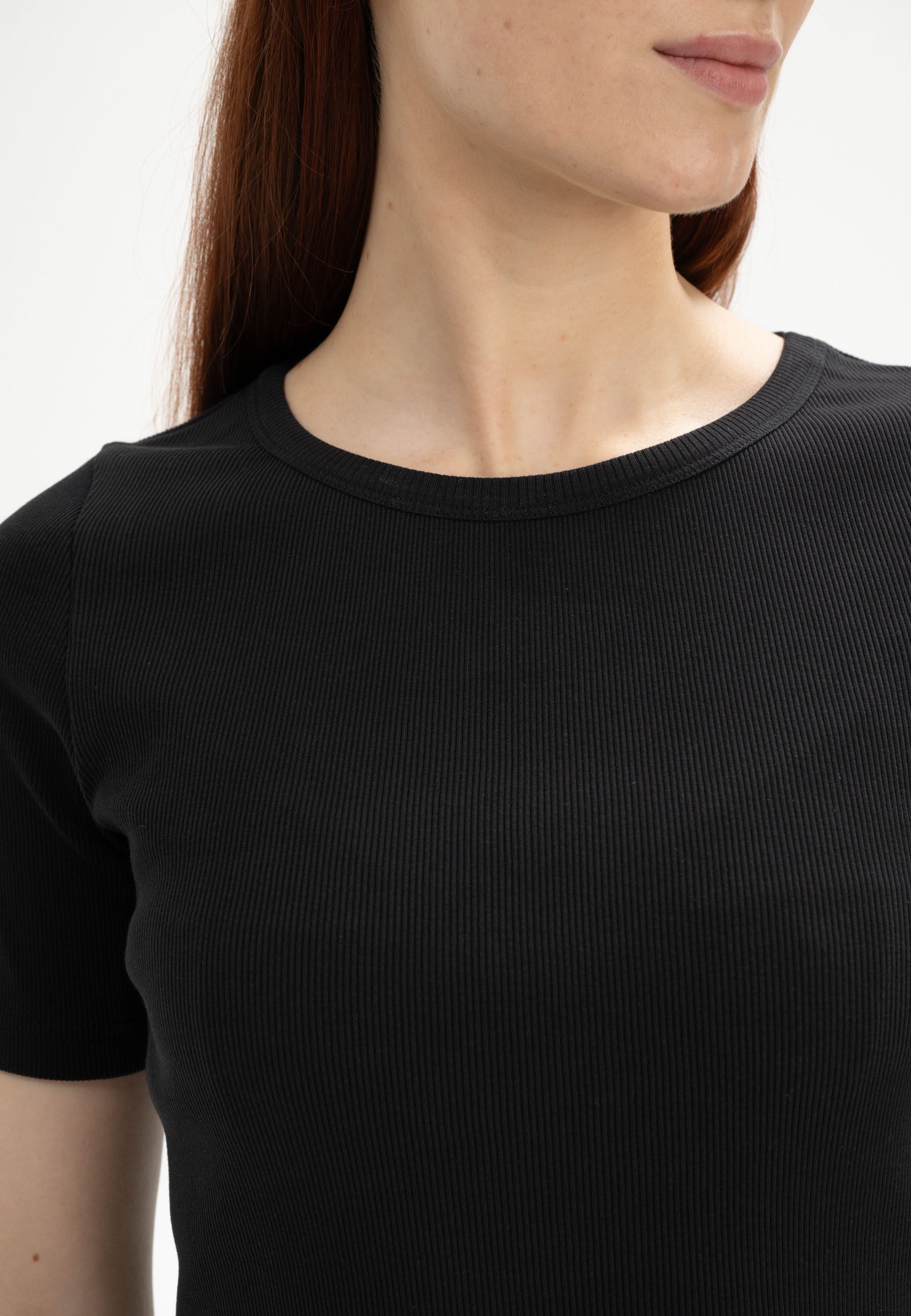 MELA Kurzarmshirt Ripp T-Shirt Style JASLEEN Kurze Ärmel