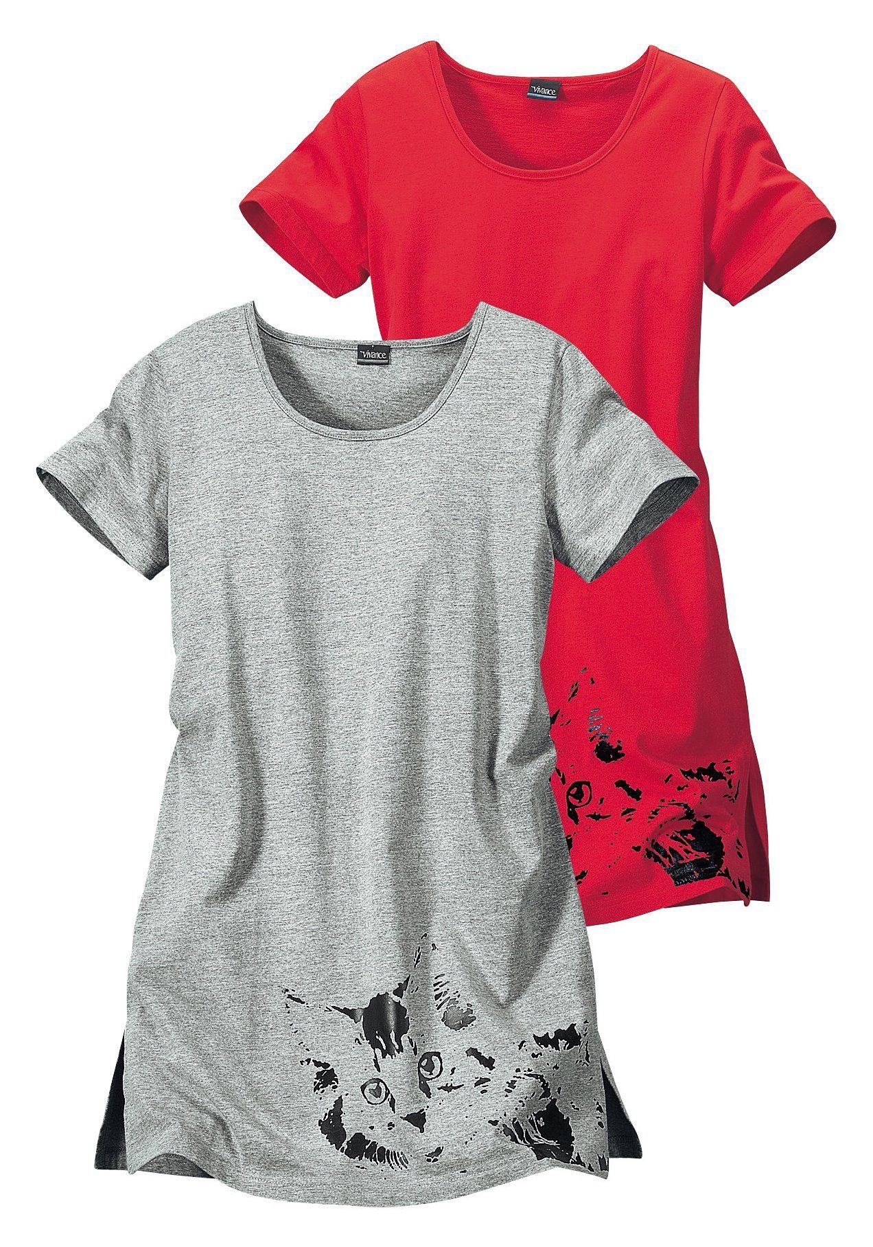 Vivance Dreams by Lascana Nachthemd (Packung, 2 Stück) mit Katzenprint – Bild 2 von 5