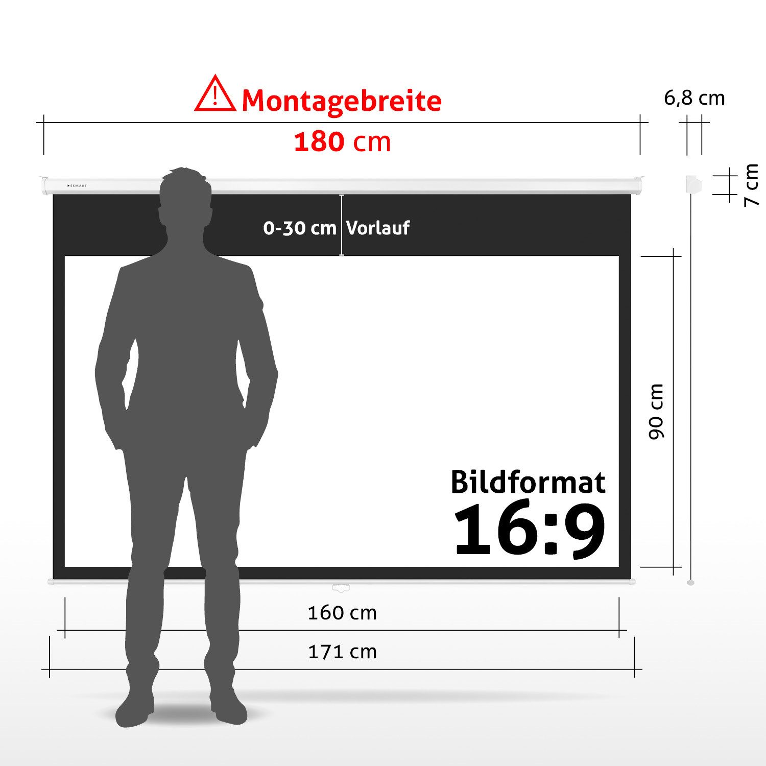 ESMART ESMART Germany Rollo Leinwand Rolloleinwand (Professional MIROLO)