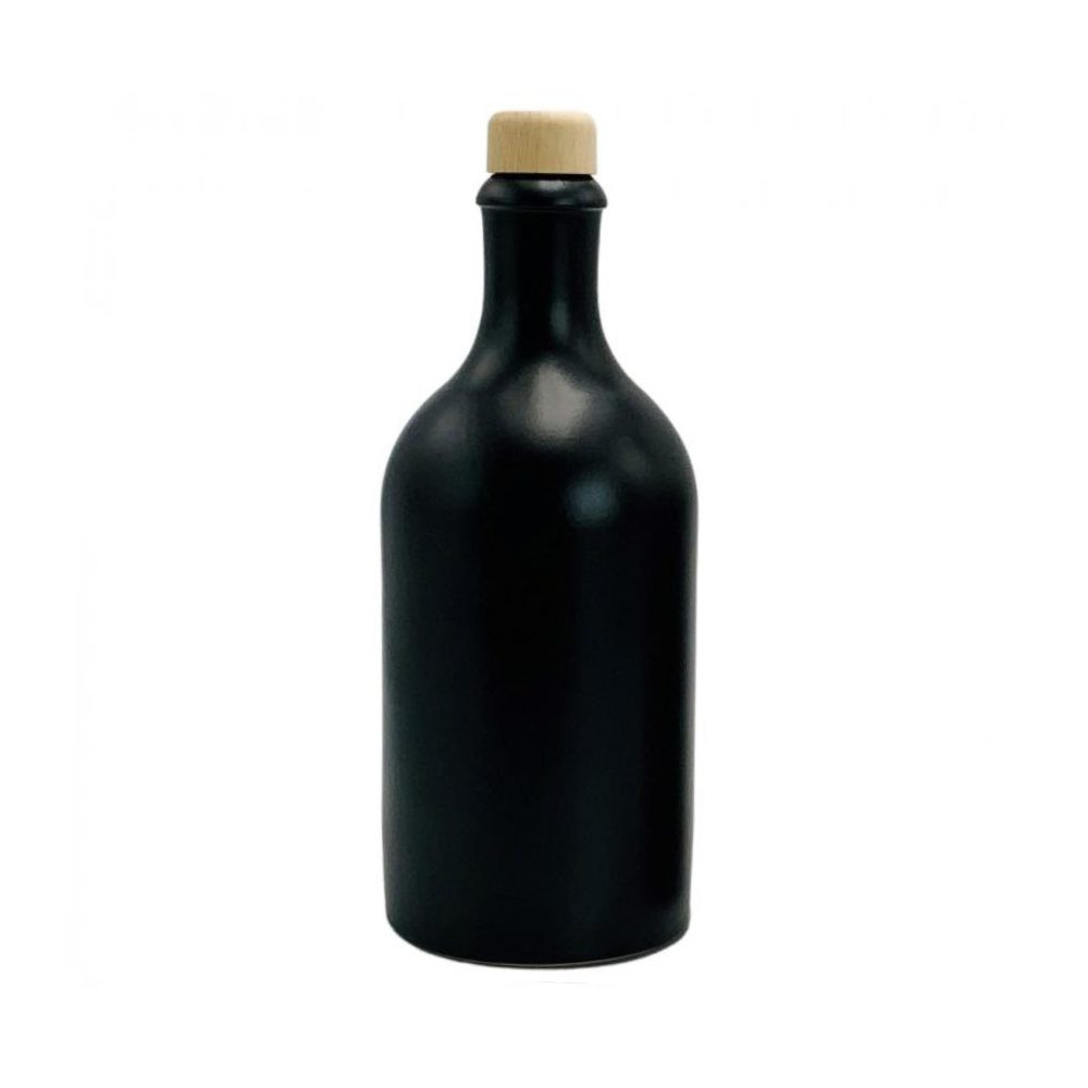 Ölspender Ölflasche Keramik 500 ml Steingut mit Ausgießer und Holzkappe