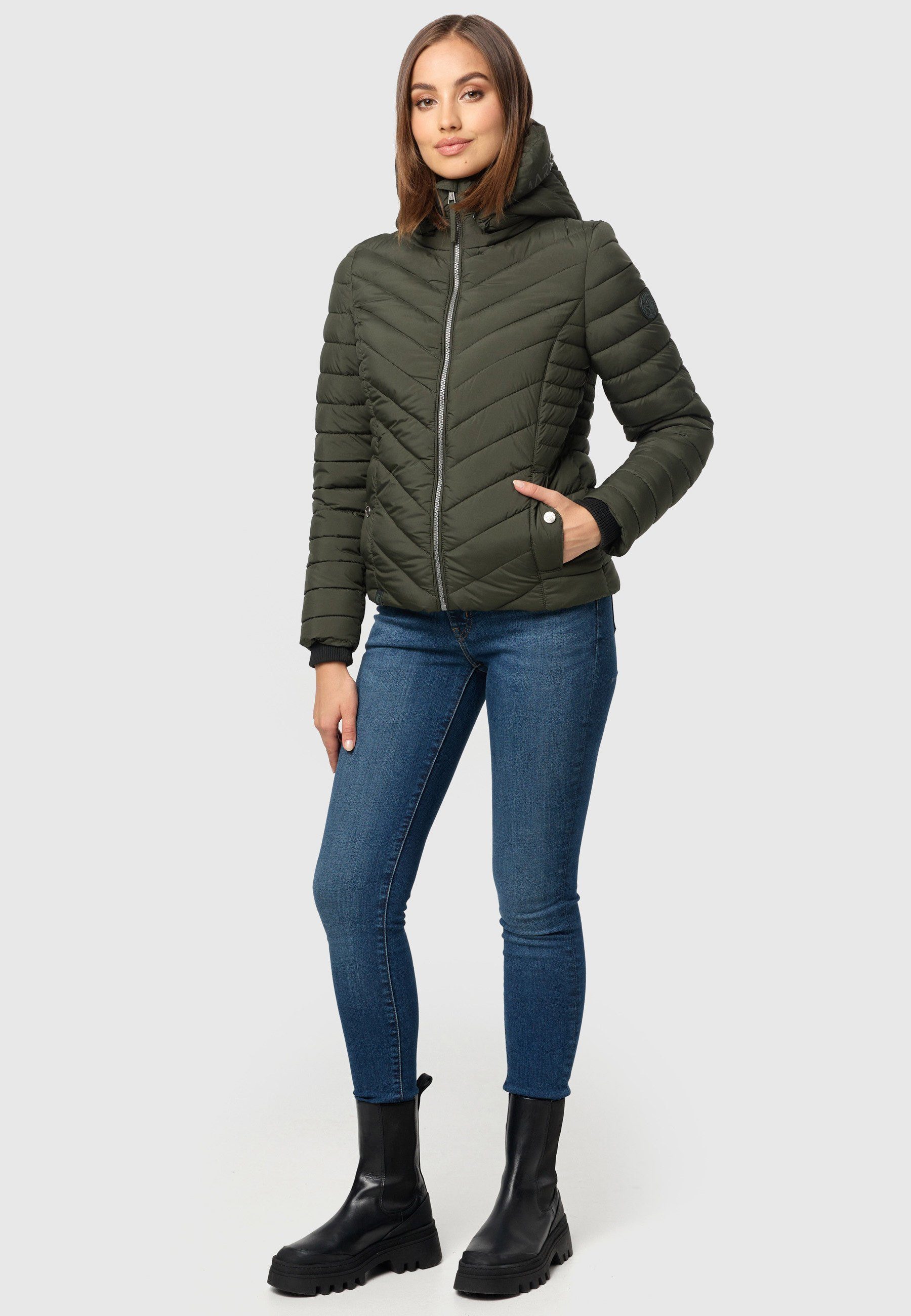 Olive Steppjacke Marikoo Kapuze großer mit Dark Kagomee