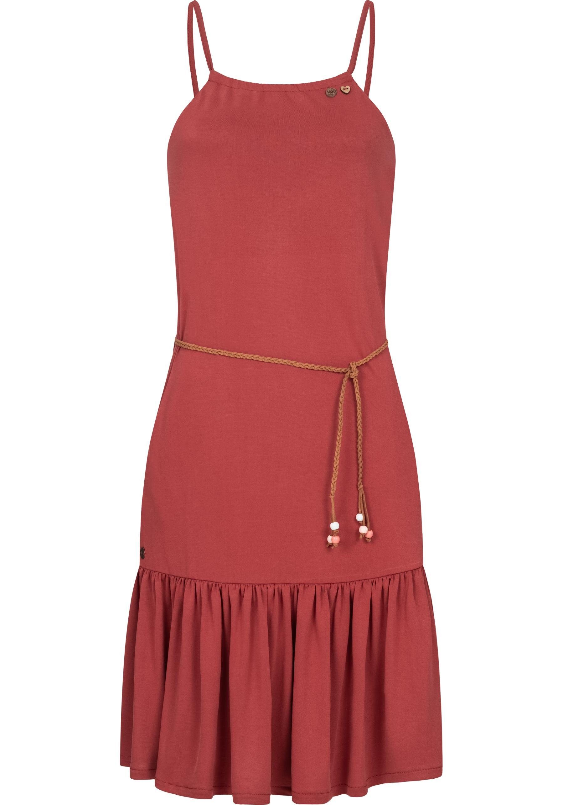 Ragwear Spaghettikleid Thime stylisches Sommerkleid mit Spaghettiträgern und Gürtel