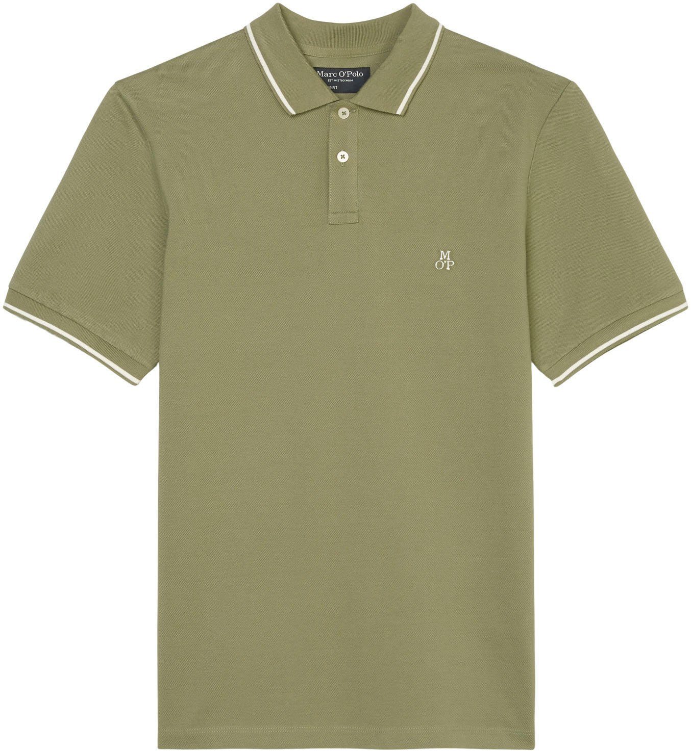 slits O'Polo sleeve, mit side, shirt, Logostickerei chest Polo short Marc Poloshirt at olive embroidery on