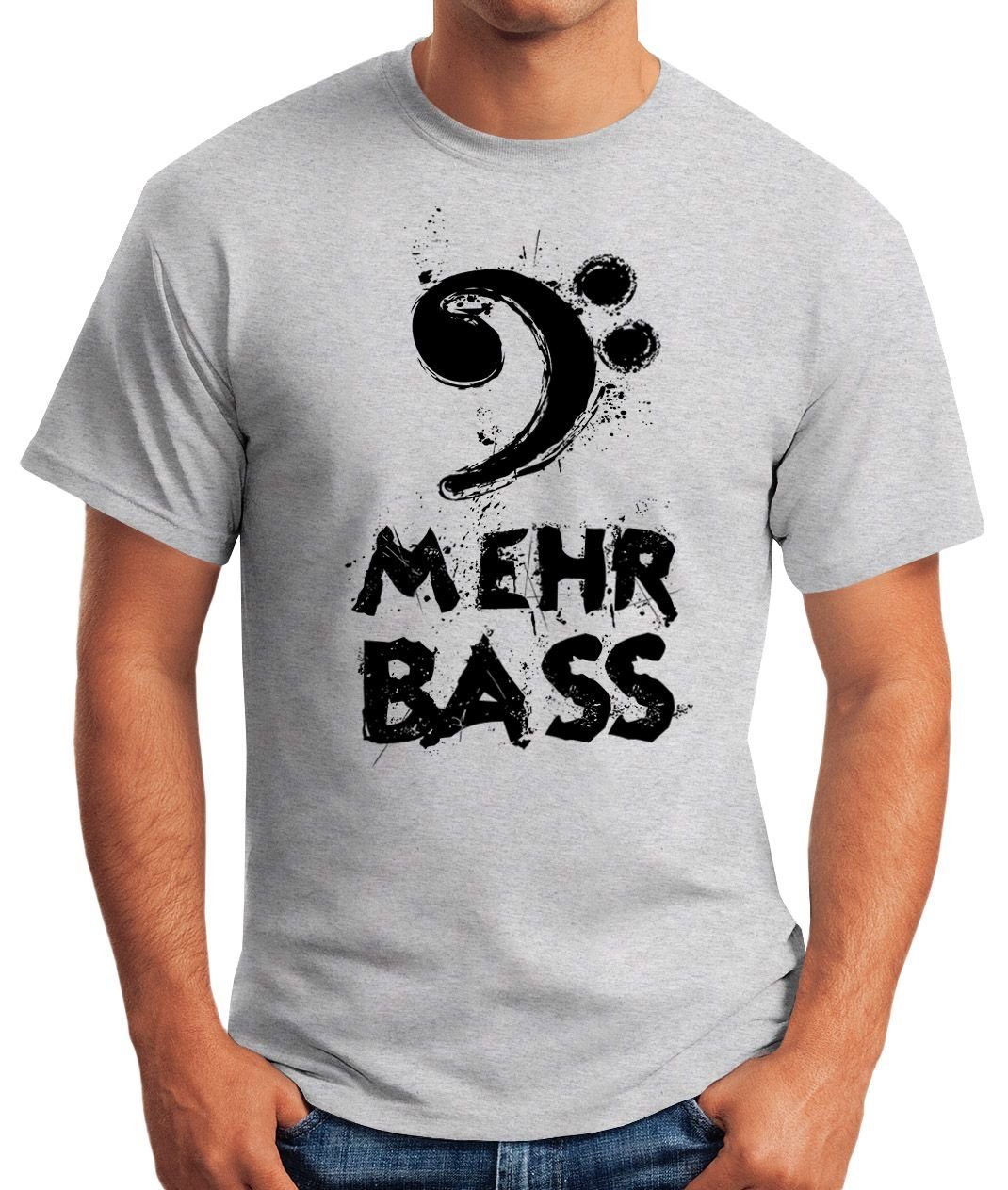 MoonWorks Print-Shirt Party T-Shirt Moonworks® mit grau Print Mehr Musik Bass Herren